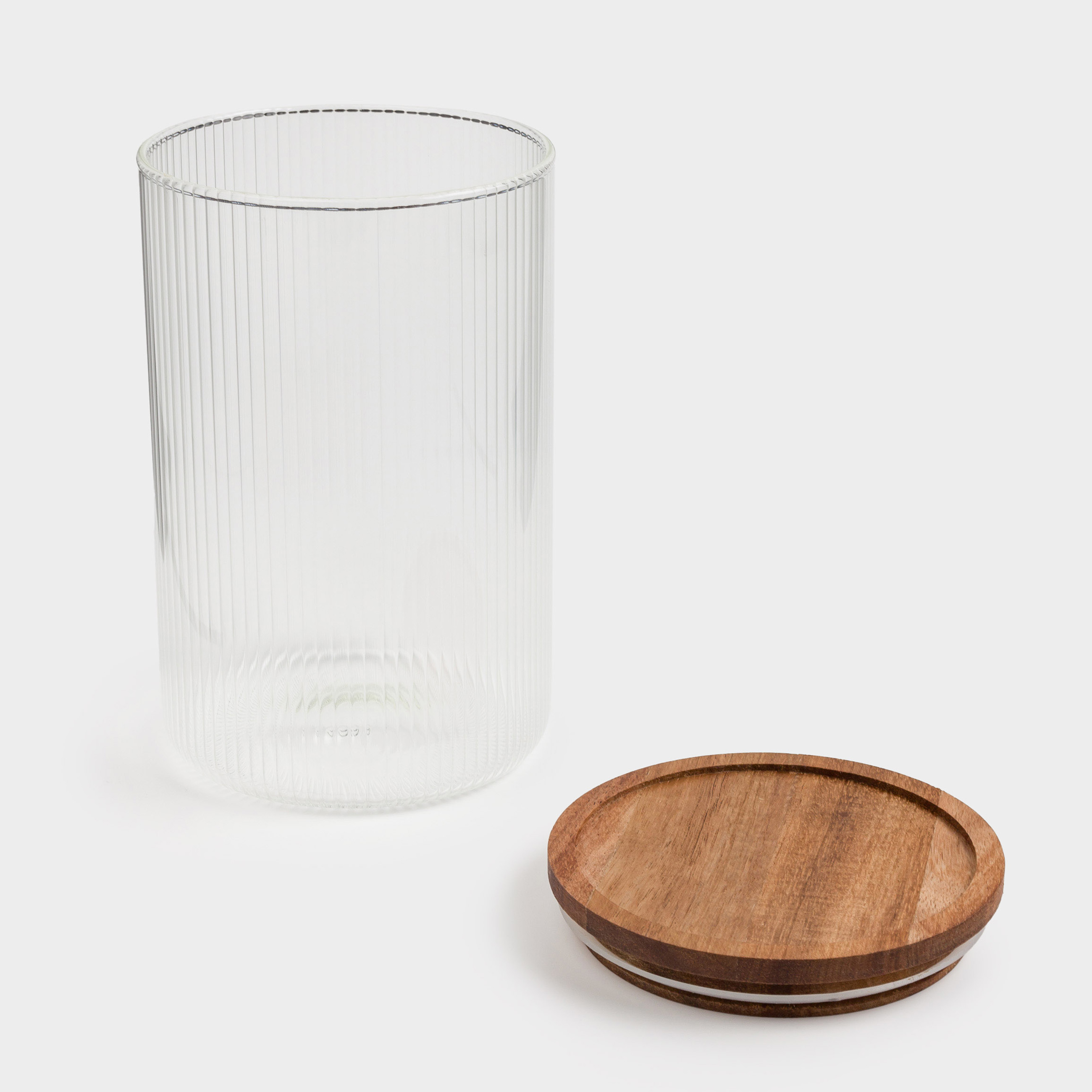 Can for bulk products, 1,2 l, glass B / wood, Ravi wood, image-3