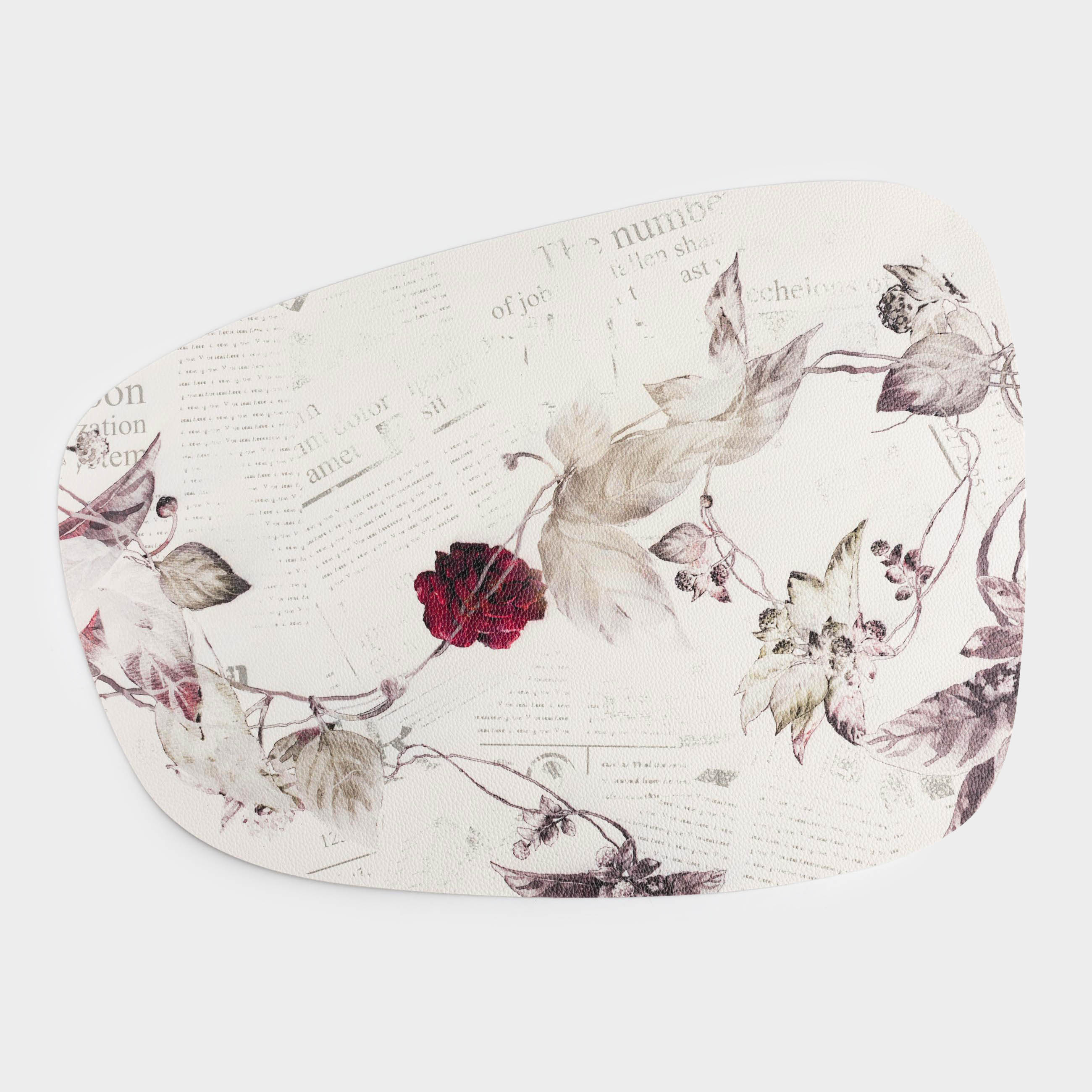 Placemat, 33x45 cm, PVC, shaped, milky, Rose branch, Rock print, image-0