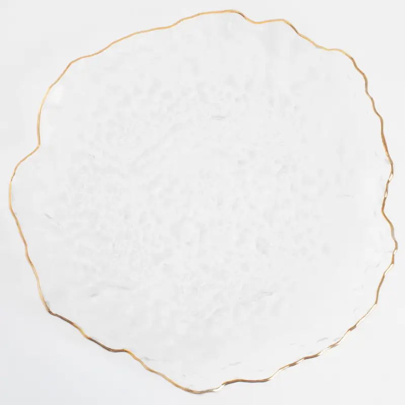 Dish, 30 cm, glass, with golden edging, Nautilus gold