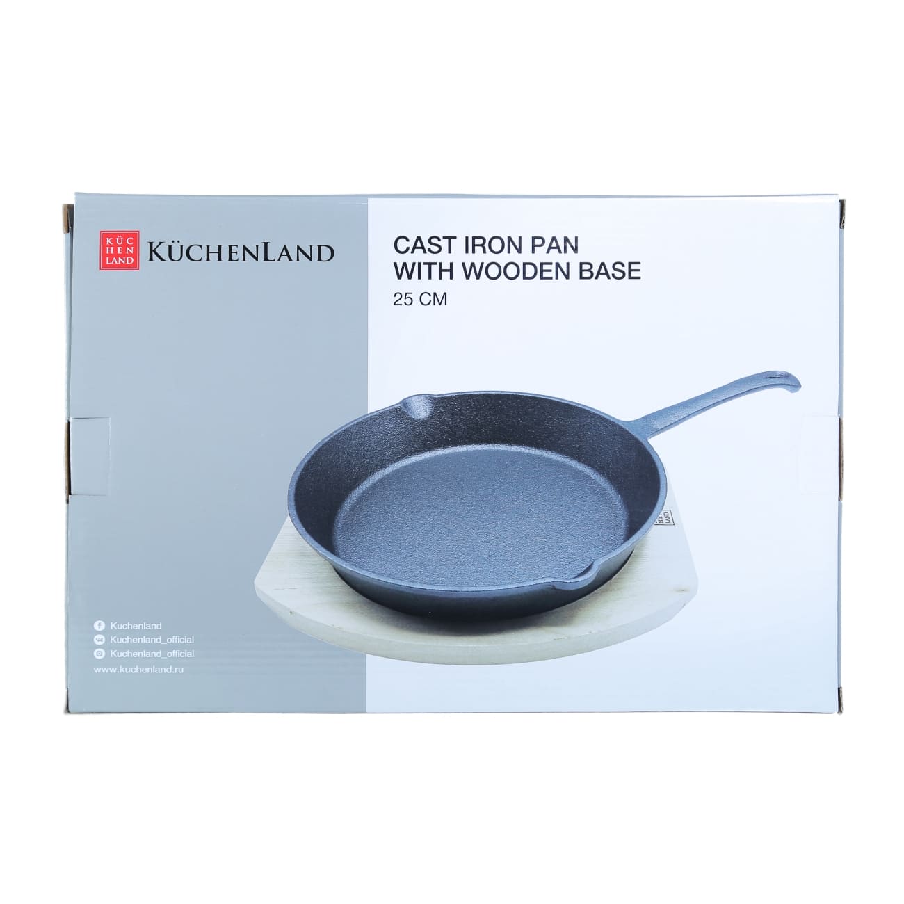 Frying Pan with base, 25 cm, cast iron/wood, round, black, Authentic