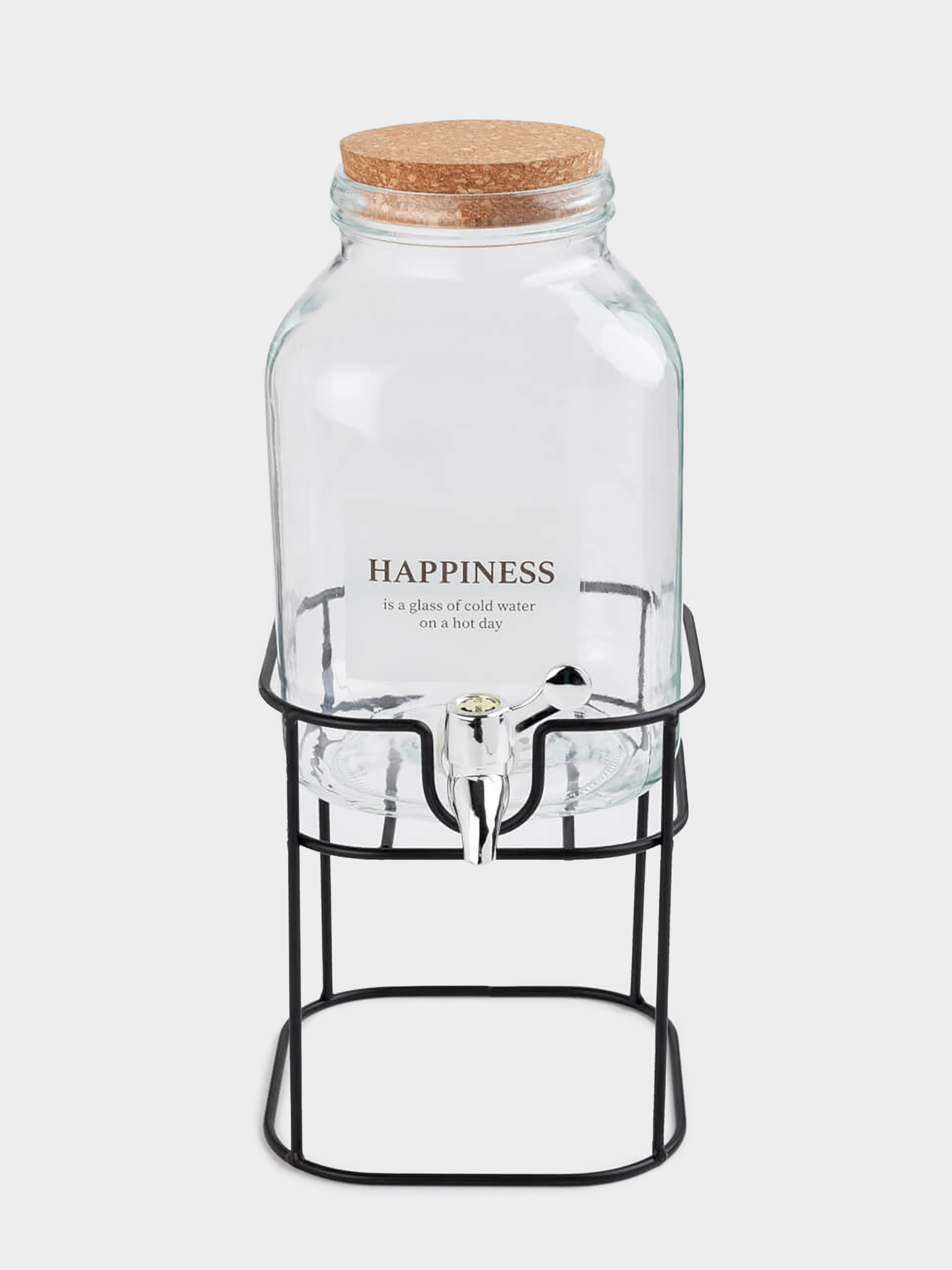 Beverage dispenser, 3 L, Stand, Glass / cork / metal, Clear font, image-1