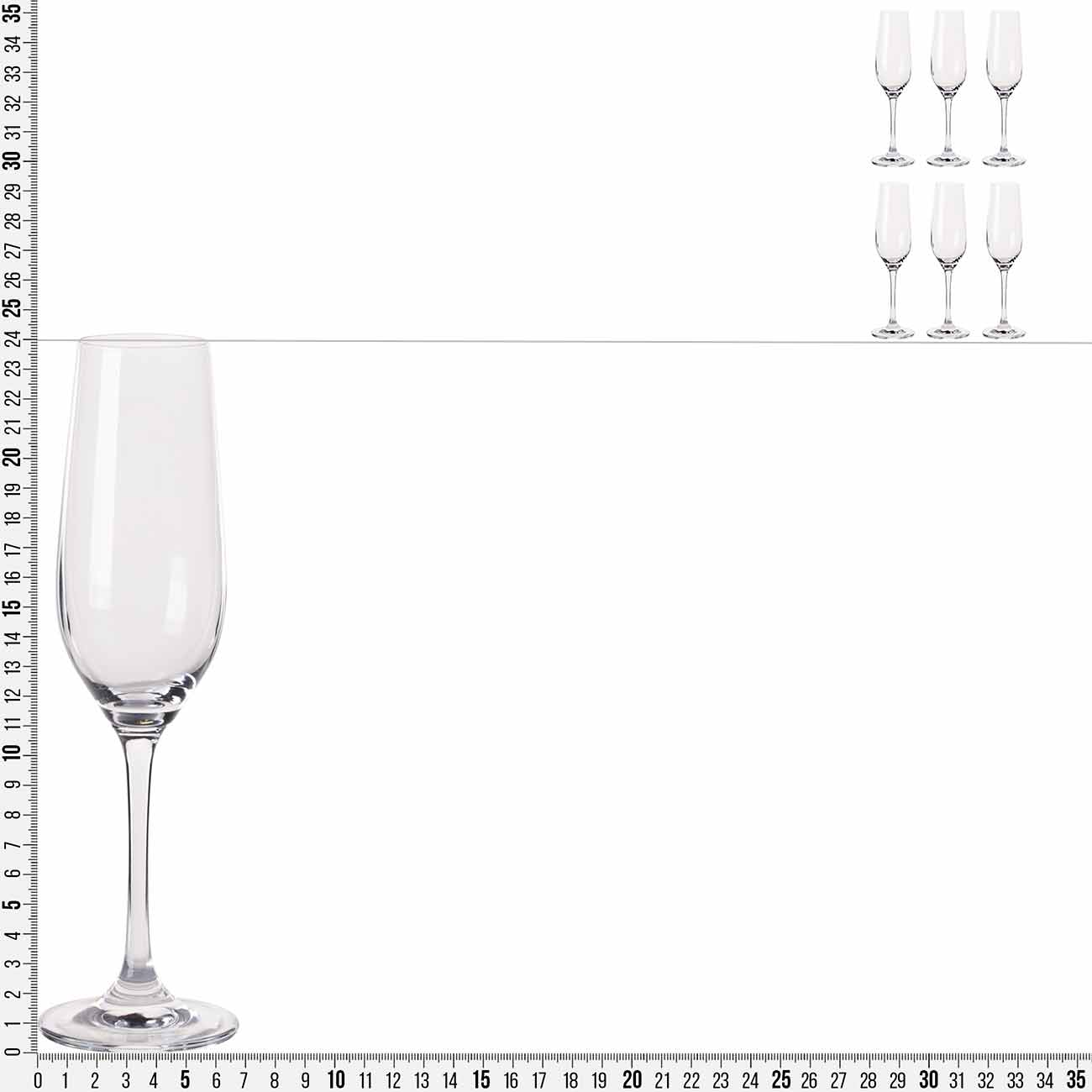 Champagne glass, 230 ml, 6 pcs, glass, Palermo, image-3
