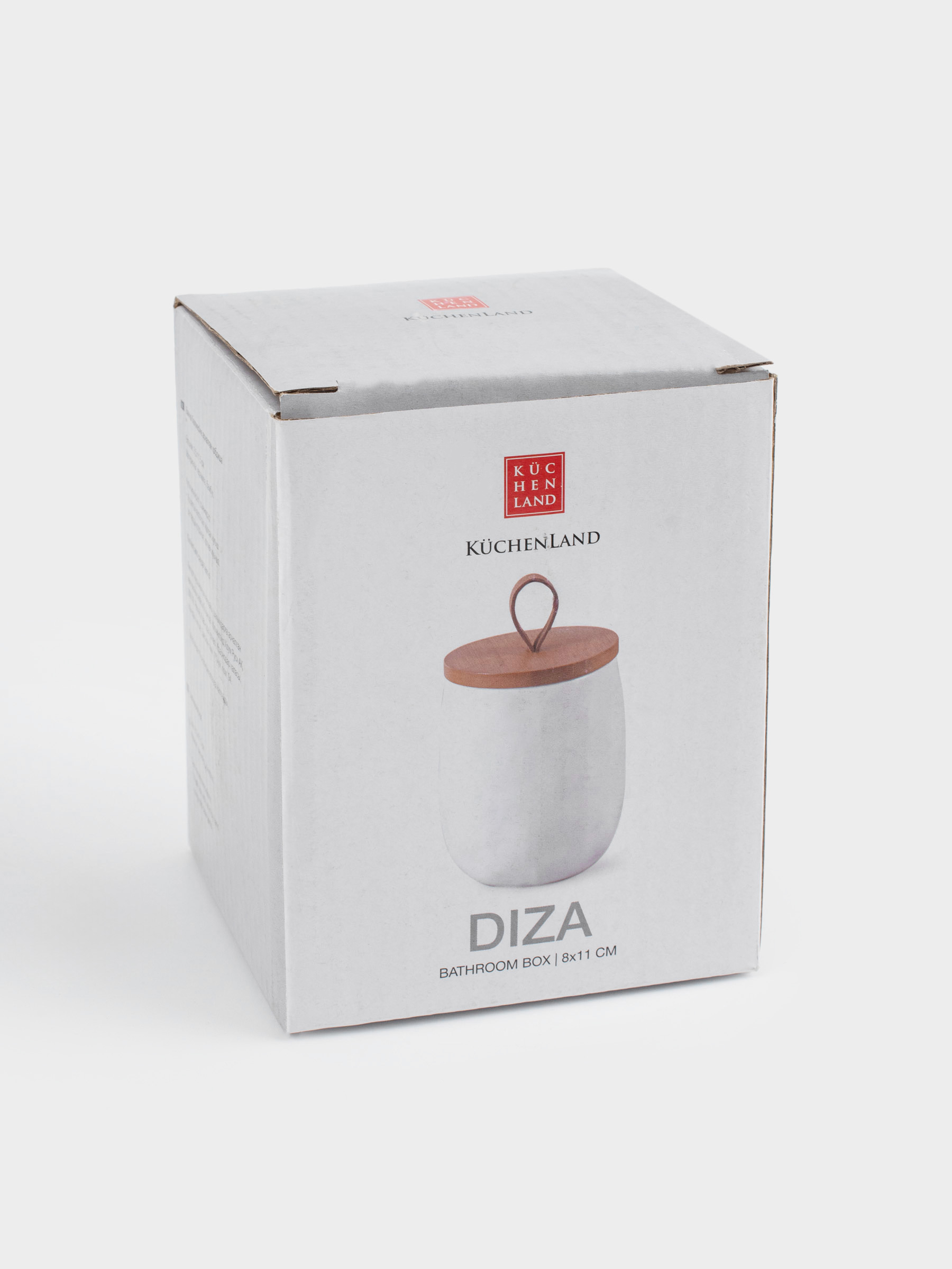 Bathroom box, 11 cm, ceramic/bamboo, milk, Diza, image-5