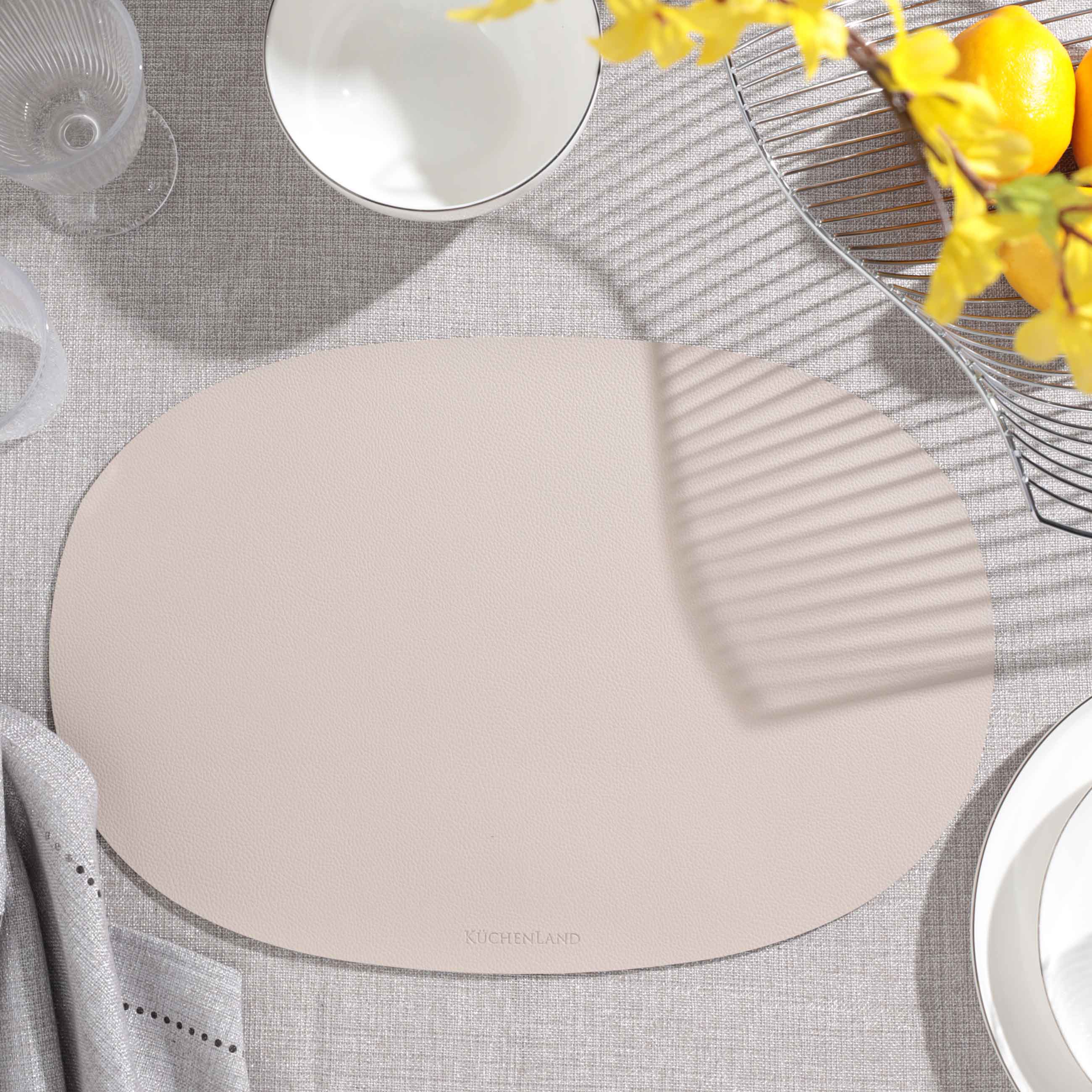 Placemat, 30x45 cm, PVC, oval, beige, Rock, image-1