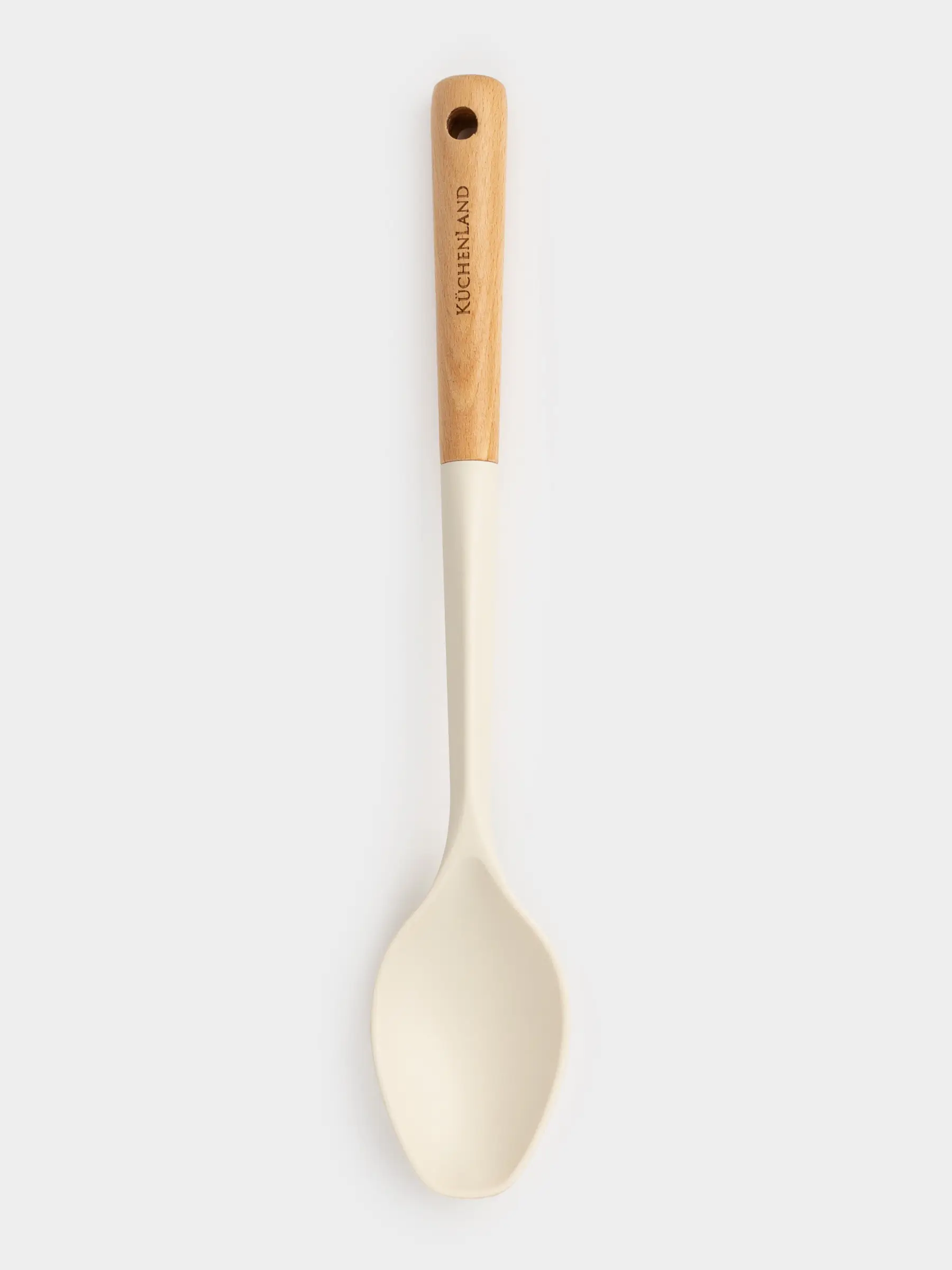 Serving spoon, 32 cm, silicone/wood, milky, Legerity