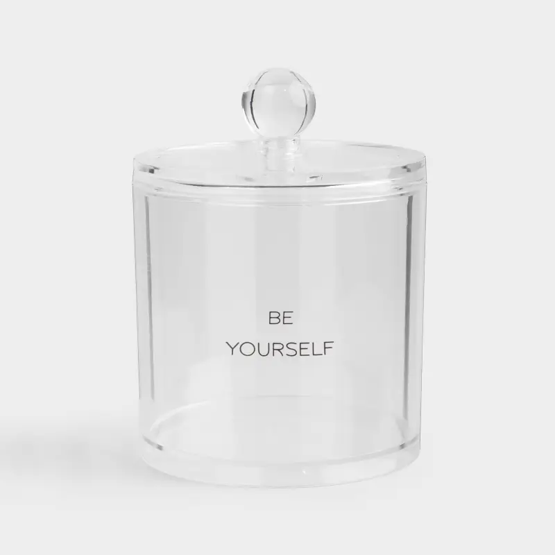 Cotton pad / swabs container, 10x13 cm, with lid, plastic, Basic font ,image-0