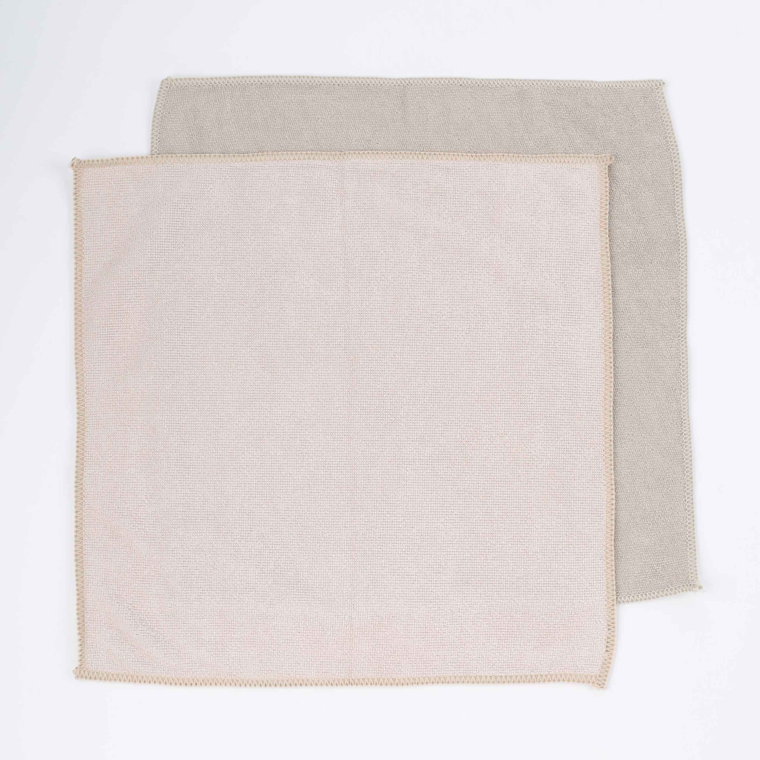 Universal cloth, 30x30 cm, 2 pcs, microfiber, beige-pink/gray, Clean