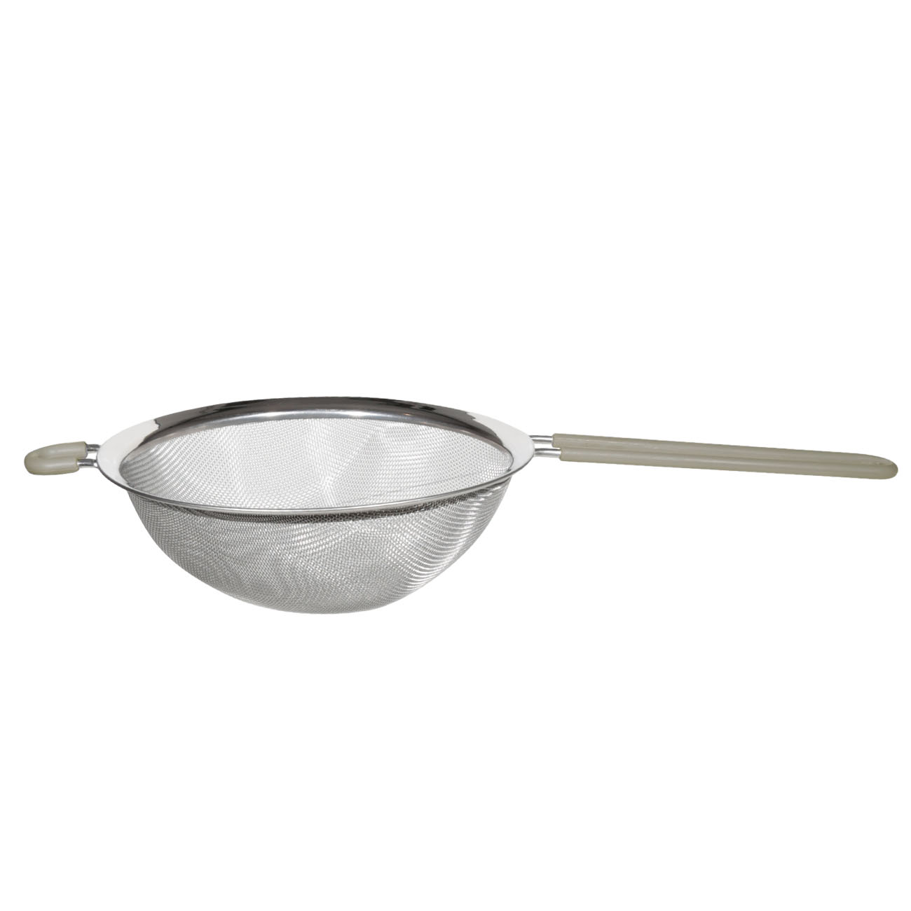 Strainer, 20 cm, with handle, steel / silicone, beige, Tammy, image-0