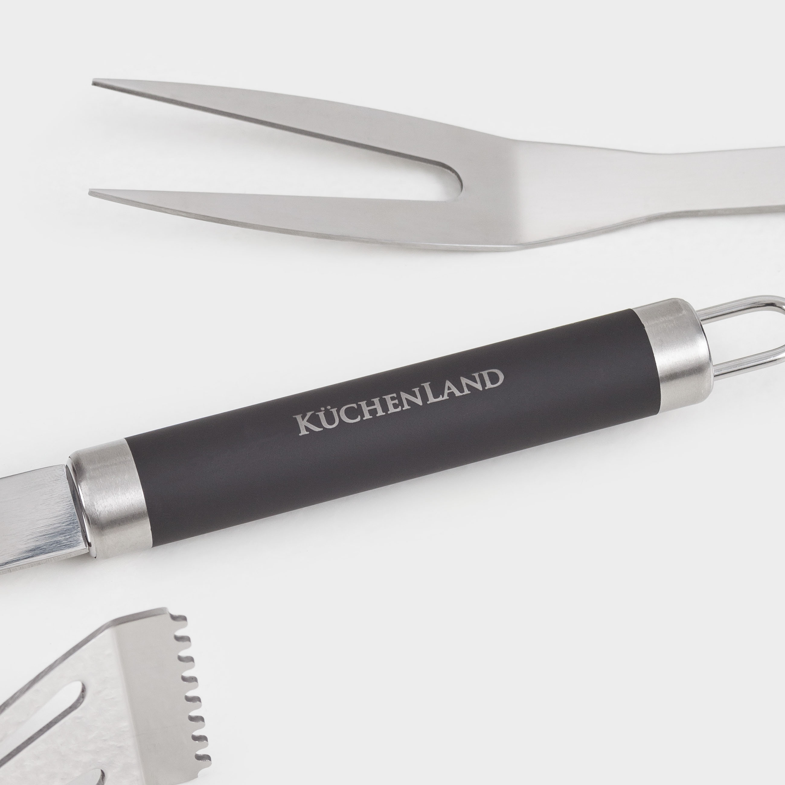 BBQ set, 3 items, in leather case, steel / plastic / eco-leather, BBQ, image-4