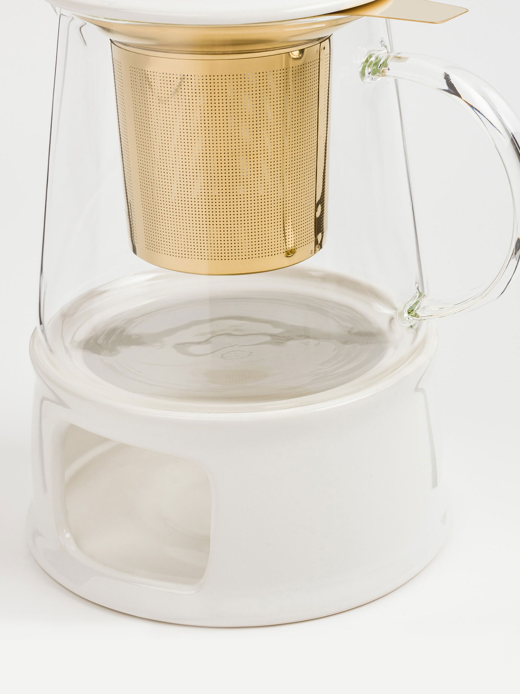 Teapot, 600 ml, heated, glass B / porcelain P, milk-golden, Ellan, image-1