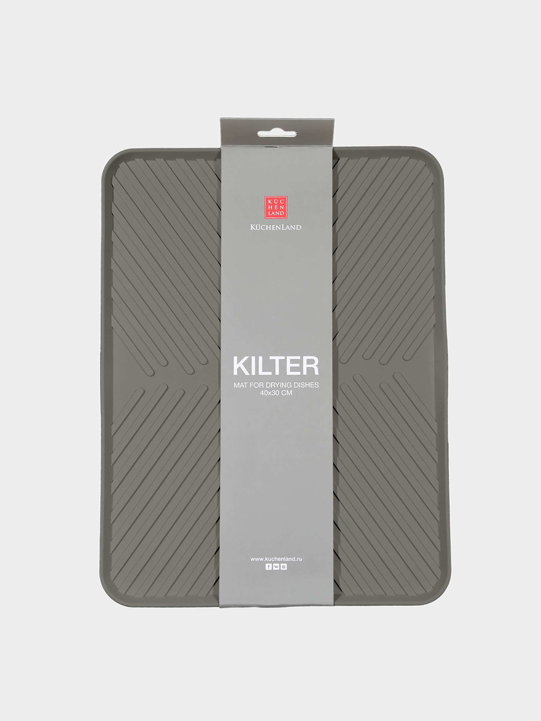 Dish drying mat, 40x30 cm, rubber, grey, Assist, image-1