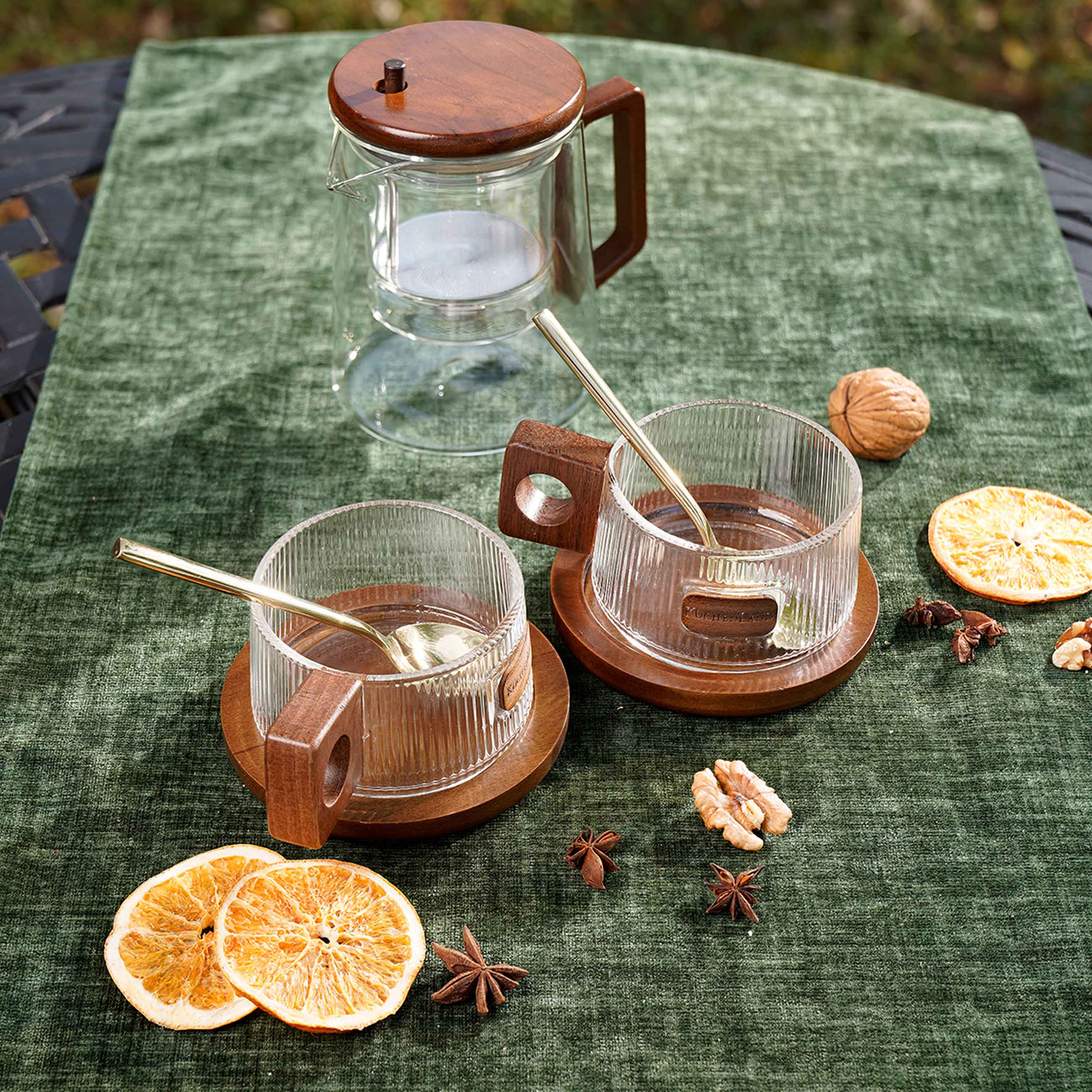 Mug, 230 ml, on a stand, glass B / wood, Ribby