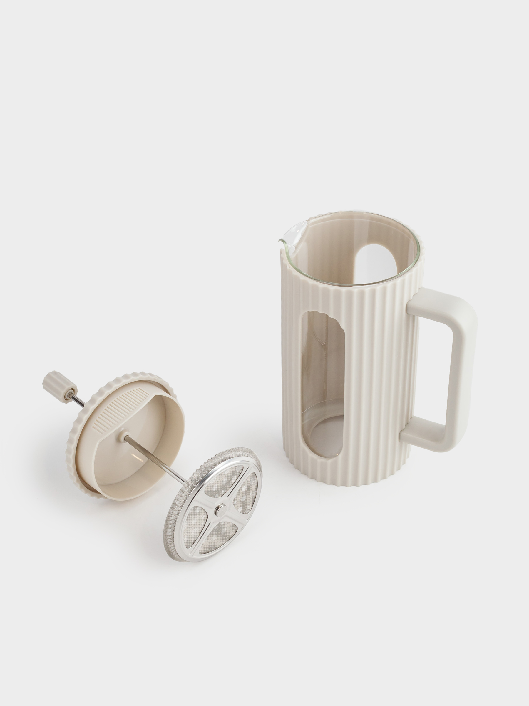 French press, 1 l, glass B / steel, beige, Ketto, image-5