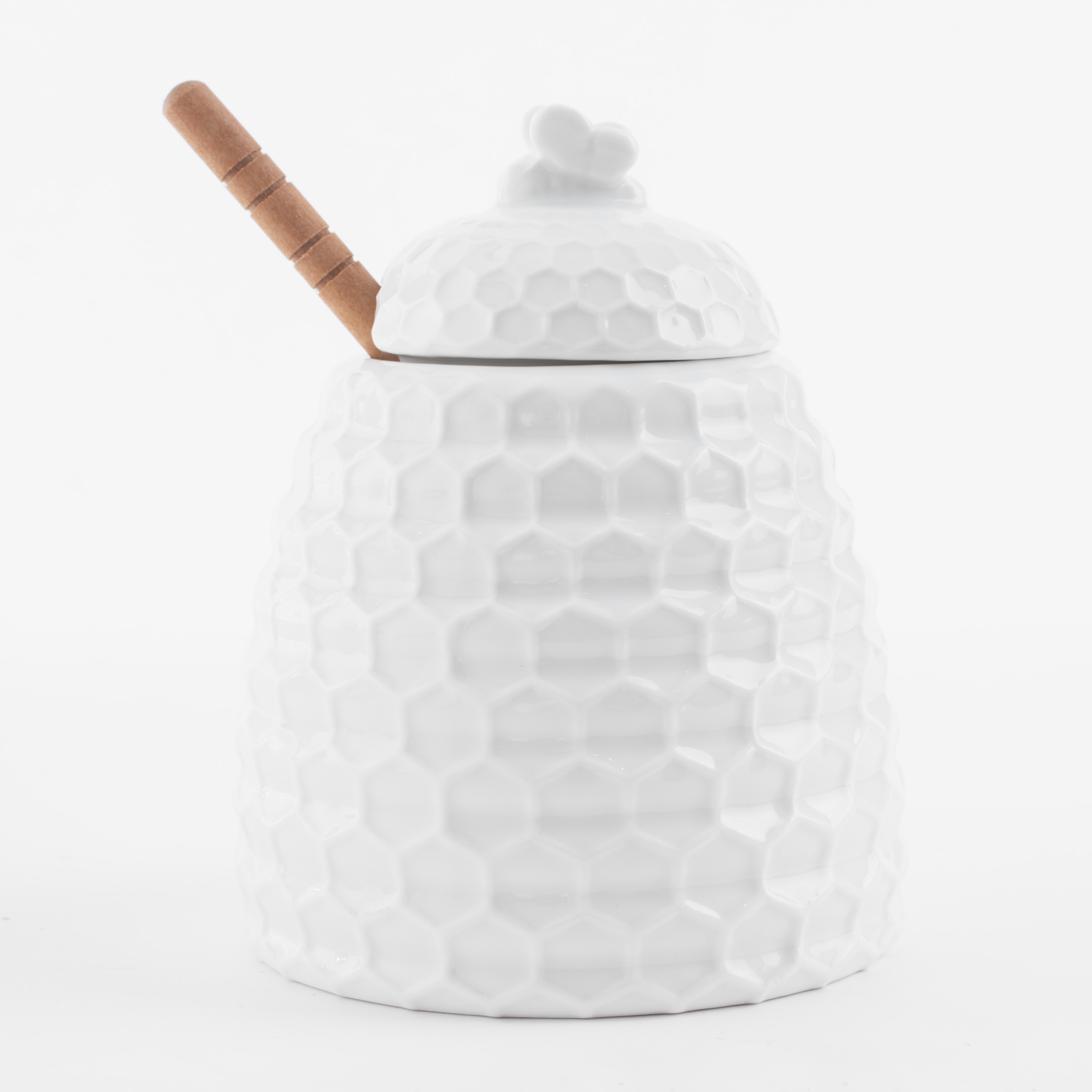 Honey jar, 400 ml, with spoon, porcelain P / Bamboo, Honeycomb, Honey 