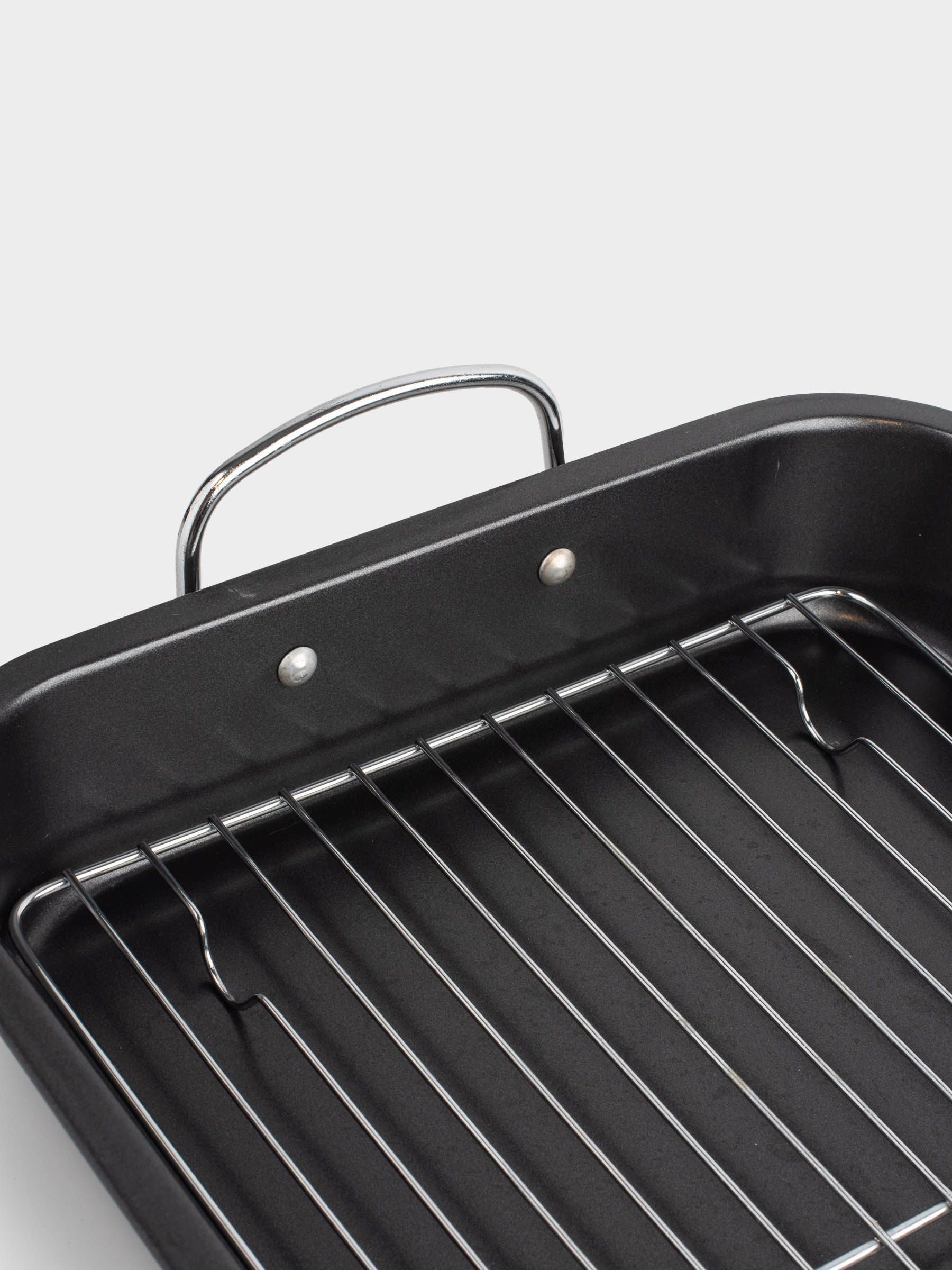 Baking tray, 37x29 cm, with handles and grill, coated, steel, black, BBQ, image-5