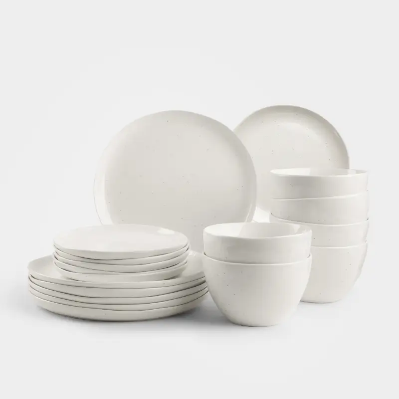 Dining set, 6 pers, 18 pr, porcelain N, milk, Dots, Boho ,image-0