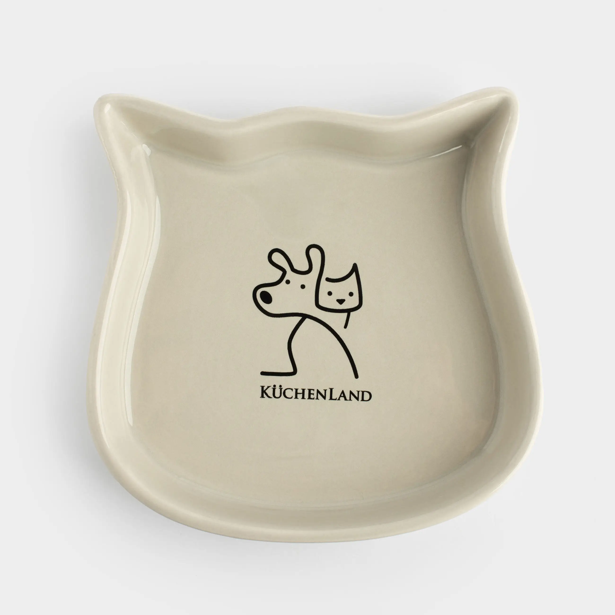 Pet bowl, 14x14 cm, 160 ml, ceramic, grey, Cat, Whiskers, image-0