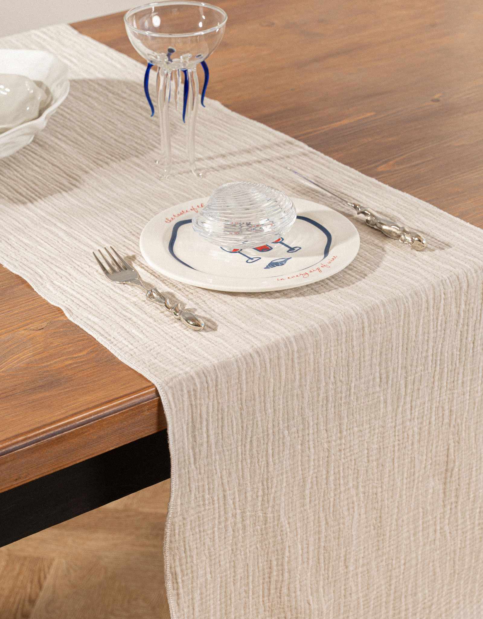 Table runner, 40x160 cm, muslin, milky, Design, Muslin print, image-4
