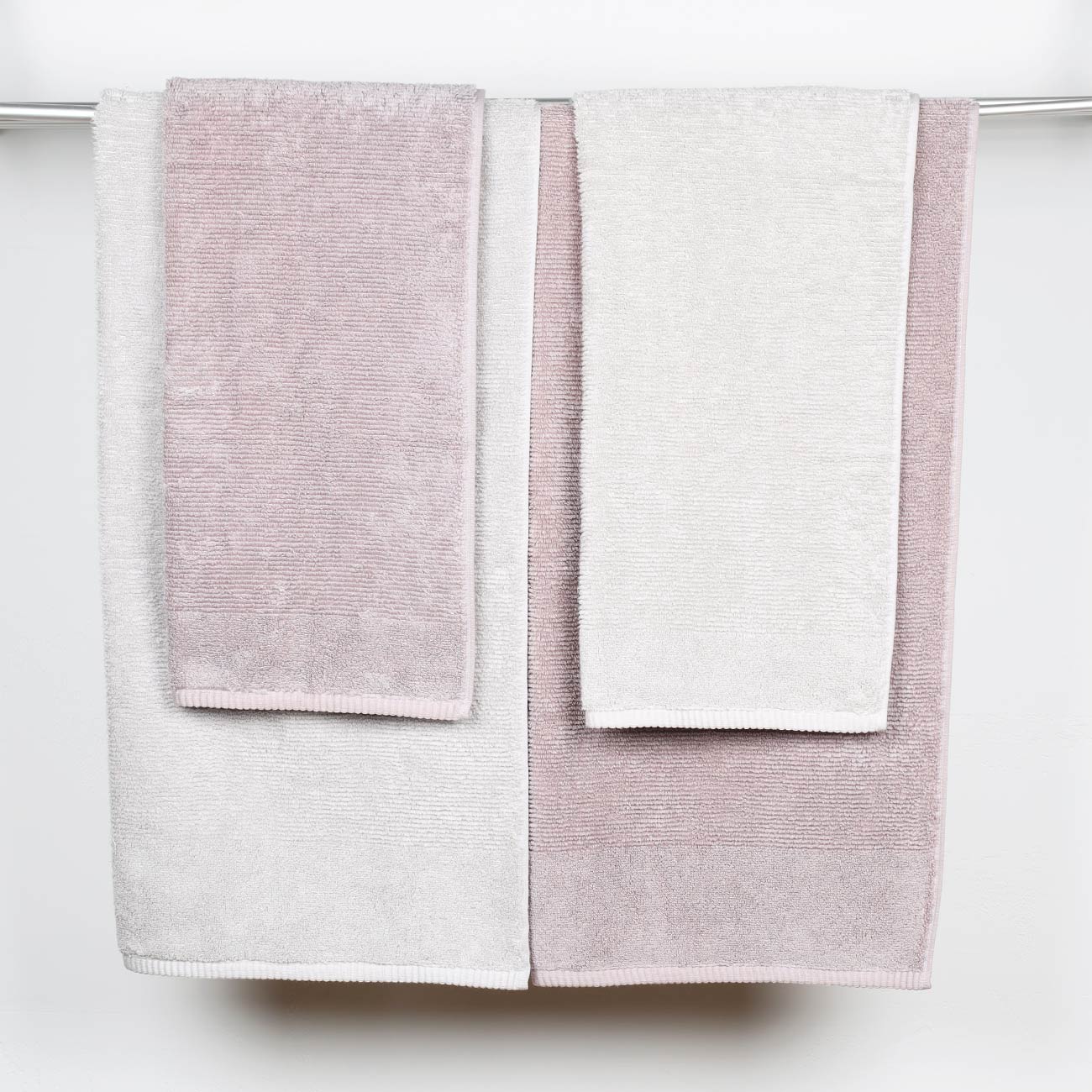 Towel set, 50x90 / 70x140 cm, 4 pcs, cotton, purple/light gray, Terry cotton, image-1