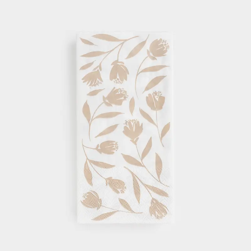 Paper napkins, 33x33 cm, 20 pcs, rectangular, white, Leaves, Print, image-0