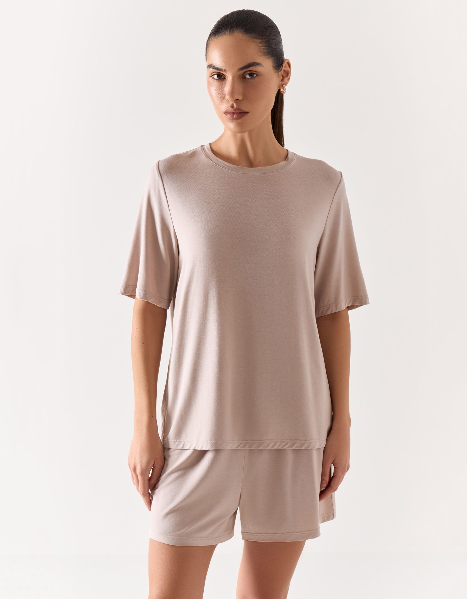 Women's shorts, homewear, size L, modal / elastane, beige, Callisto, image-5