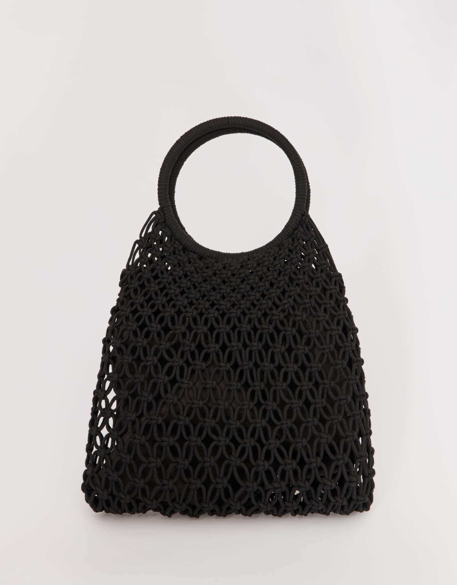 Beach bag, 35x28 cm, wicker, polyester, black, Stintino, image-0