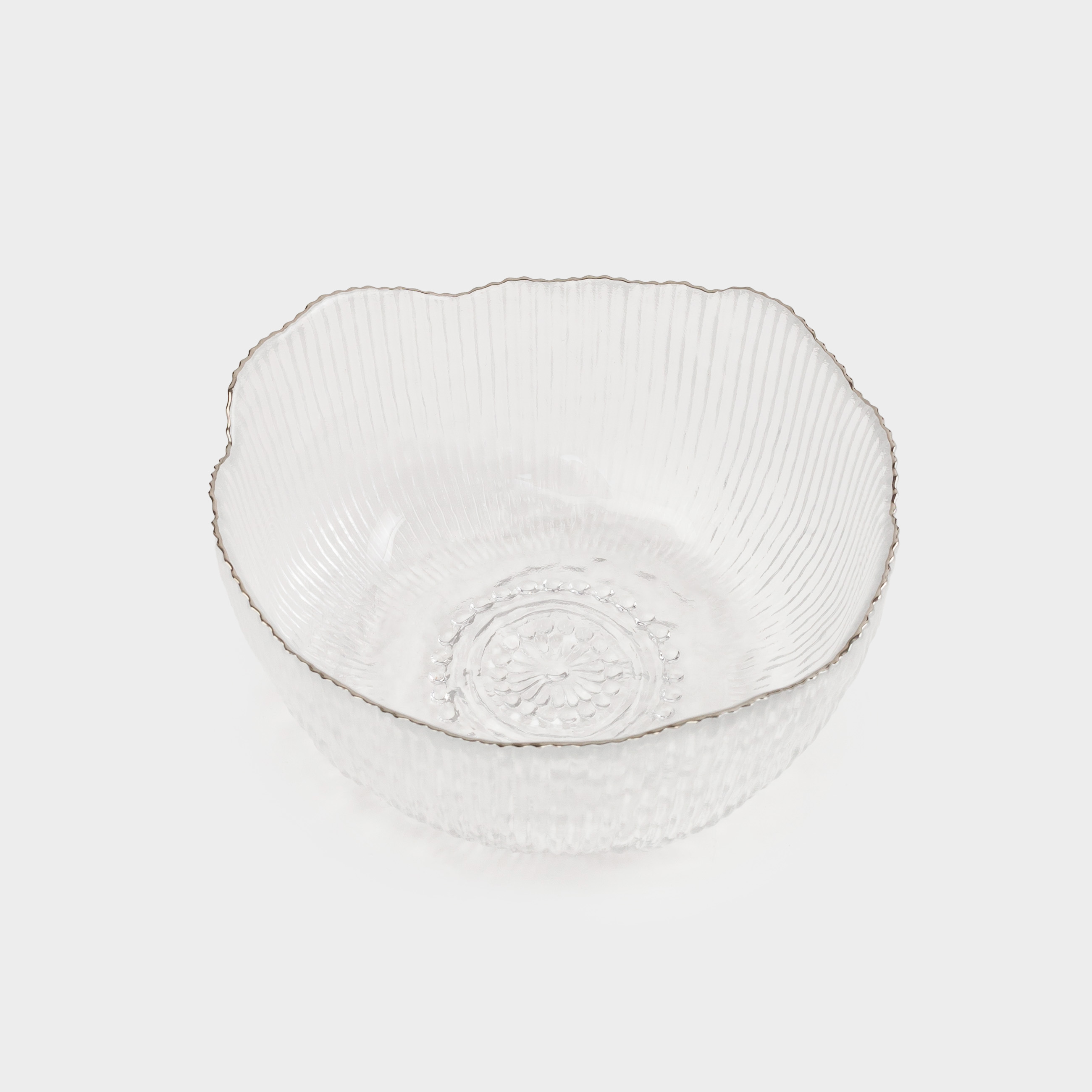 Salad bowl, 17x8 cm, 900 ml, glass R, with silver edging, Argos silver, image-2