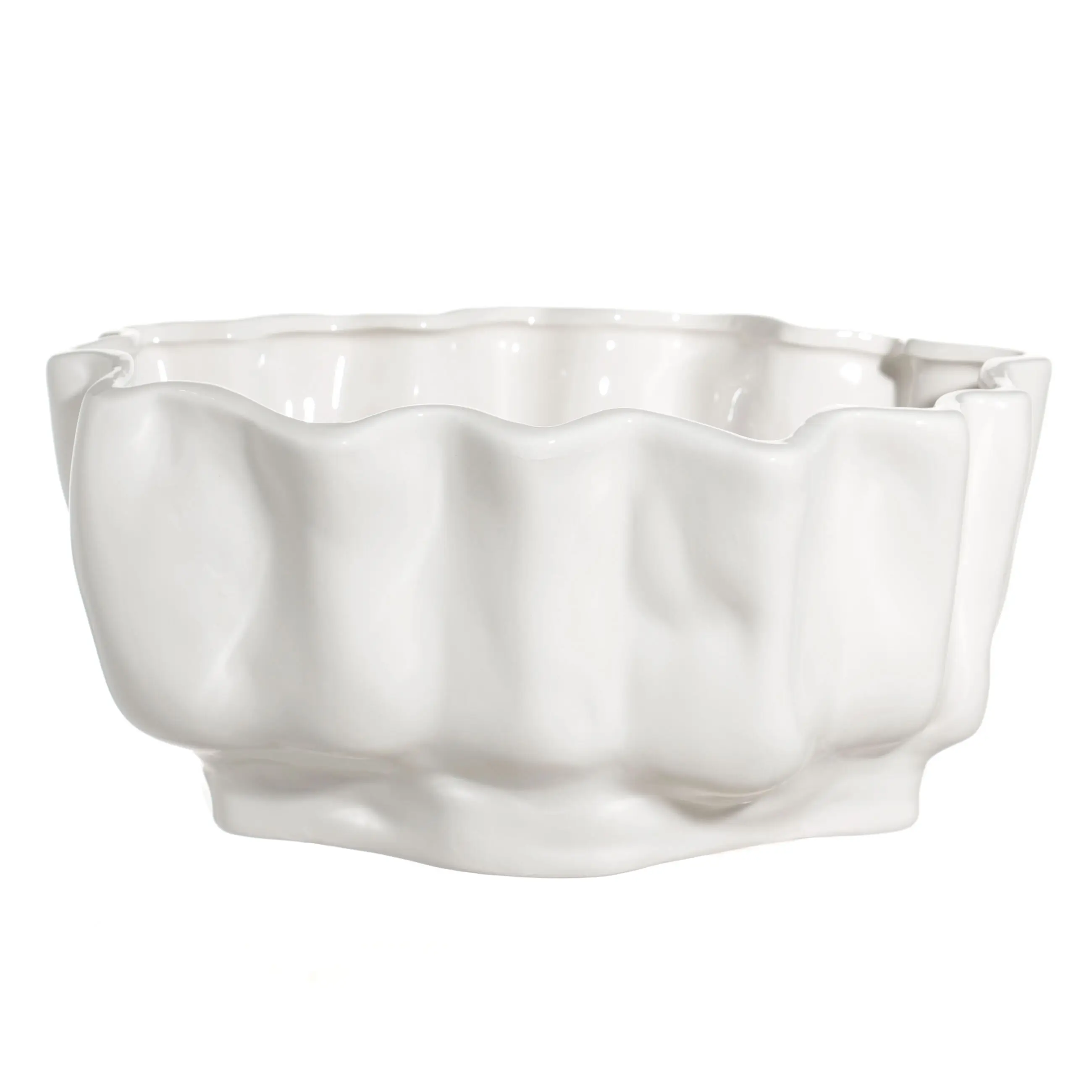 Fruit bowl, 26x20 cm, ceramic, milky, Bends, Crumple, image-0