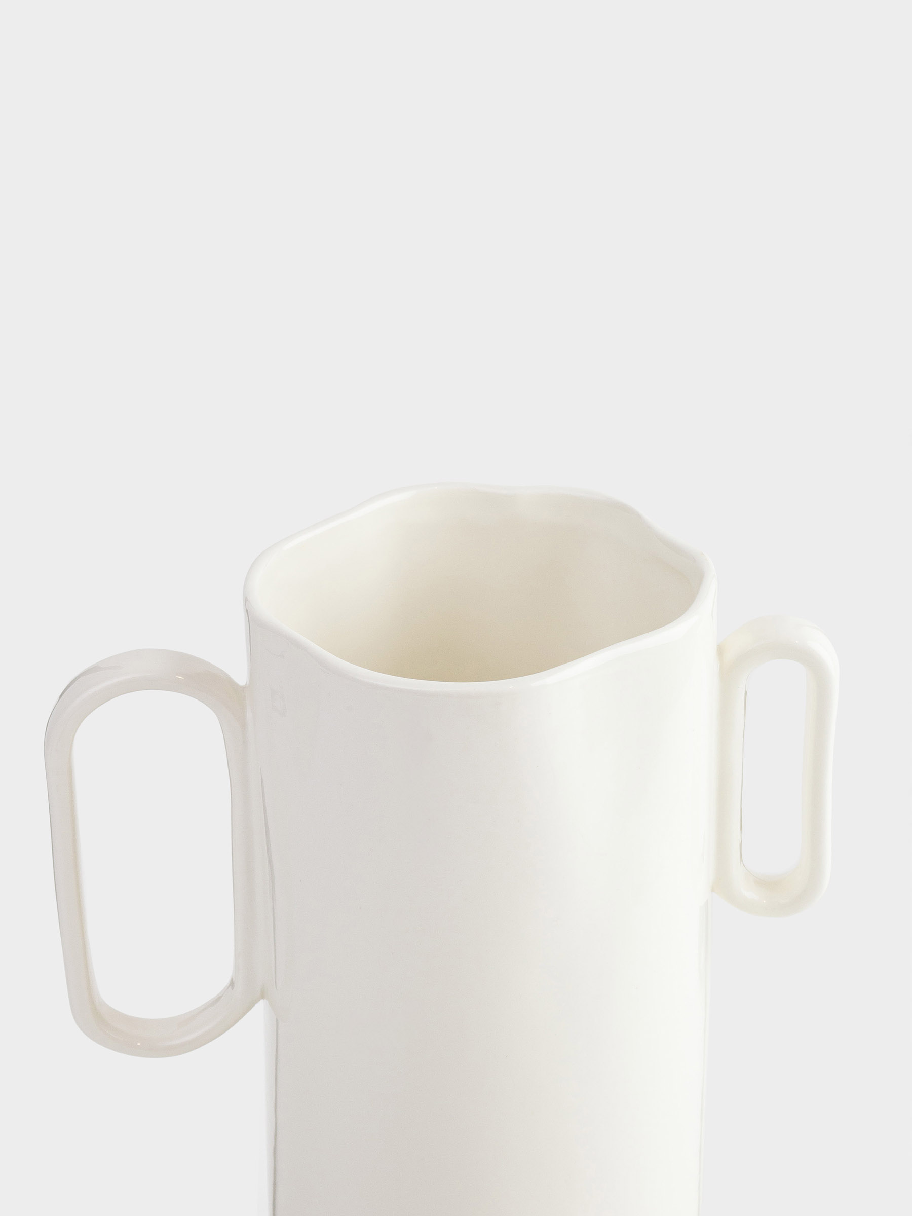 Flower vase, 27 cm, with handles, porcelain P, milky, Crumple, image-3
