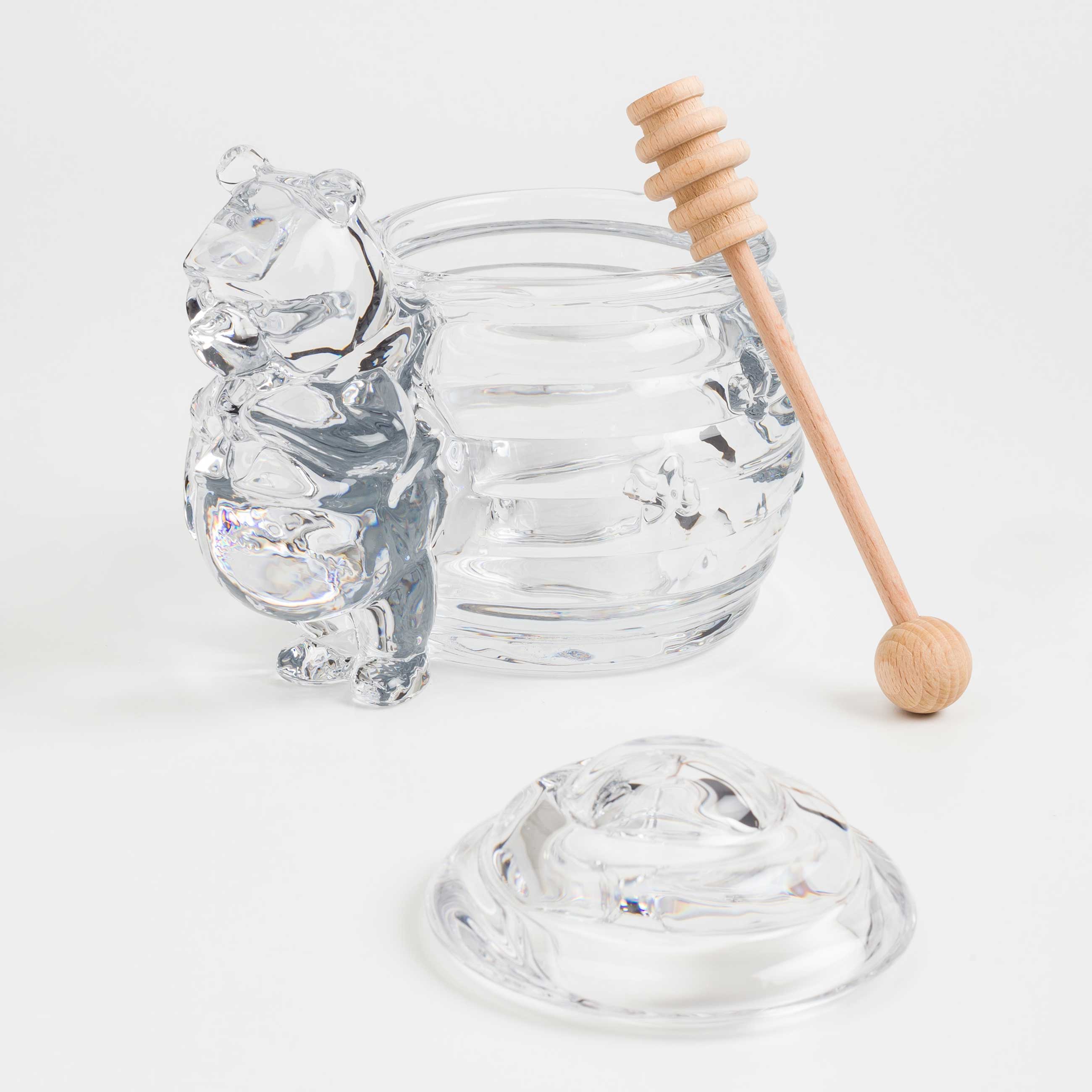 Honey jar, 270 ml, with spoon, glass/tree, Bear, Honey