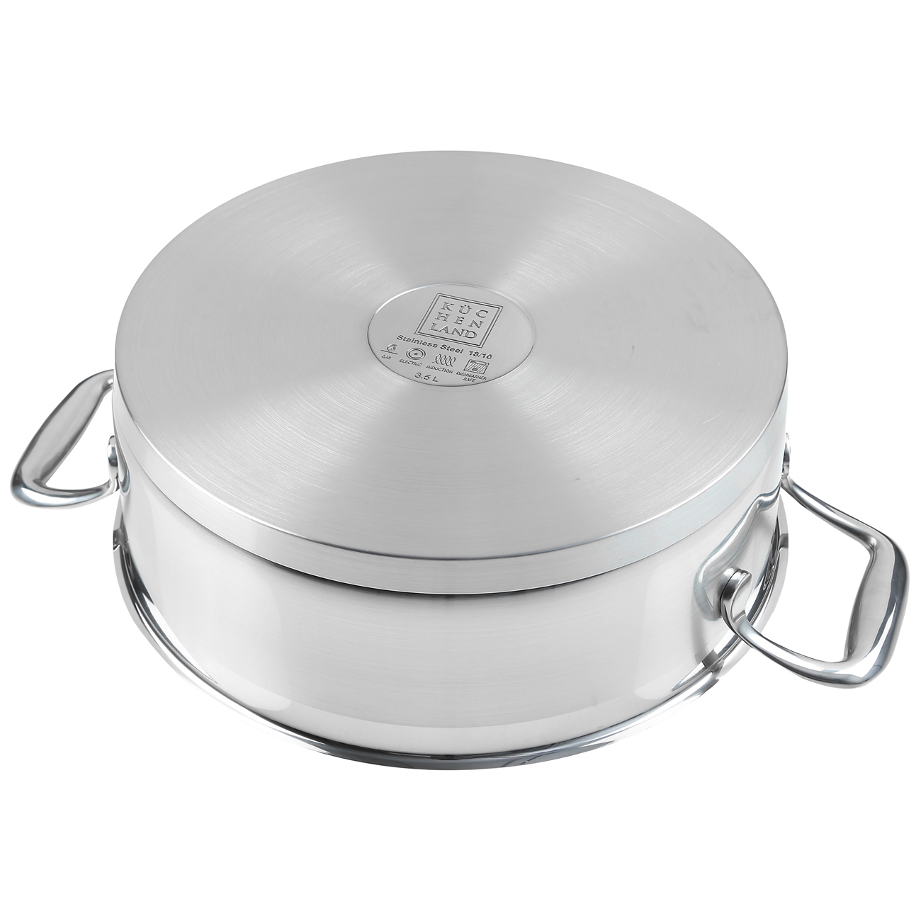 Saucepan, 24 cm, 3,5 l, with short handles and lid, Silver Stone