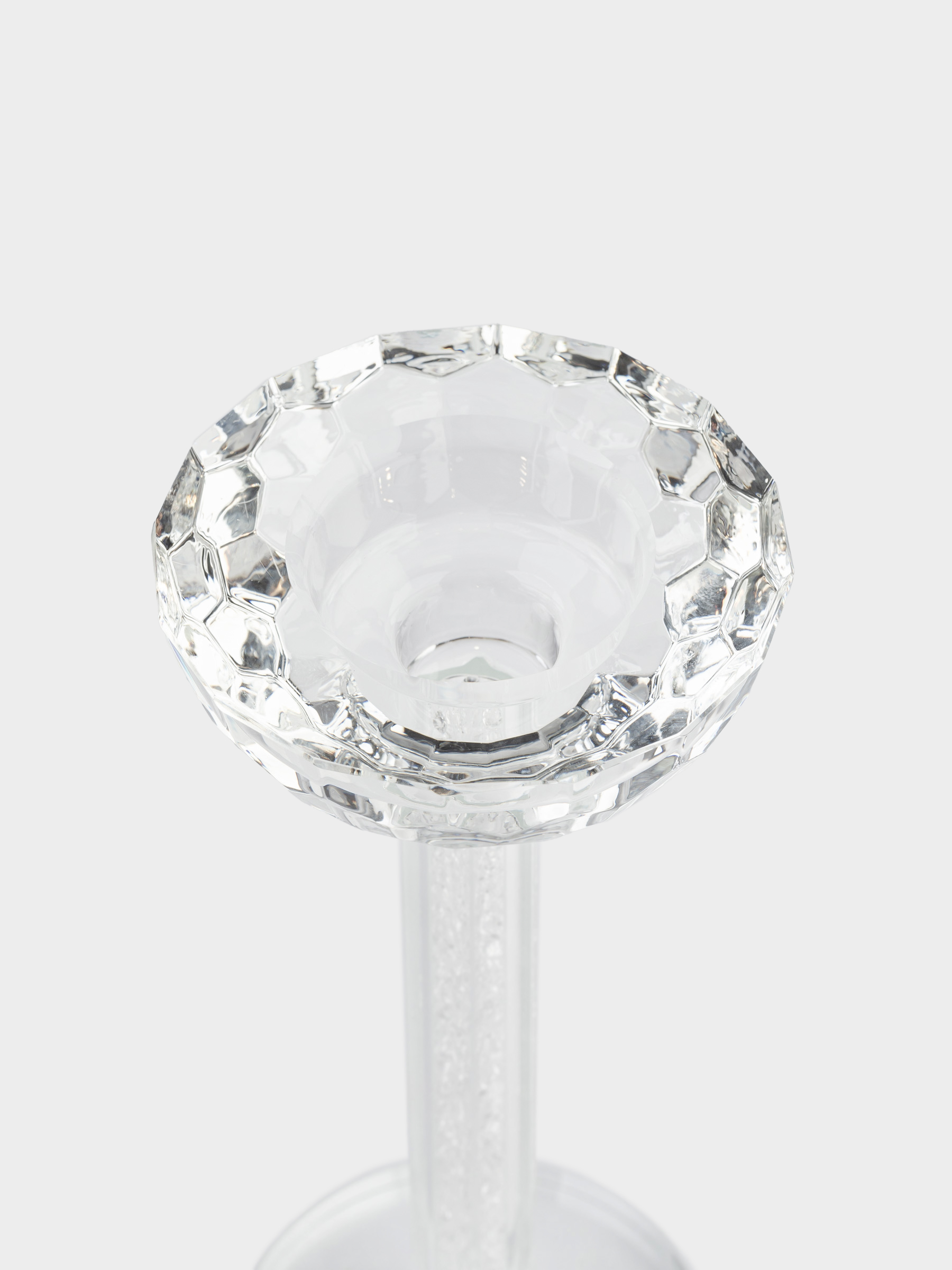 Candle holder, 18 cm, on a leg, glass / rhinestones, Crystal, Crystal, image-3