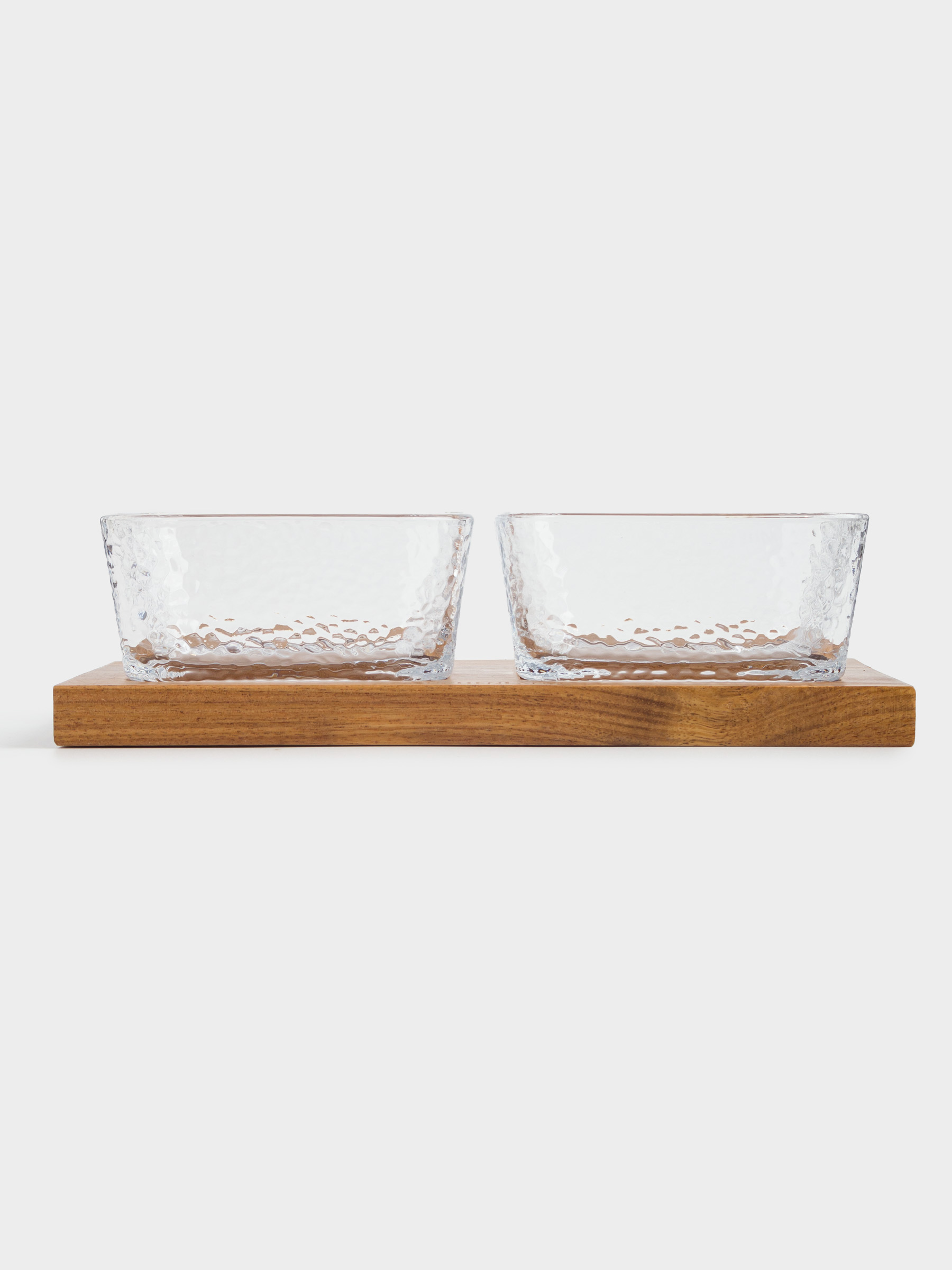Snack set, 2 pcs, on stand, glass/wood, Squares, Noble tree, image-4