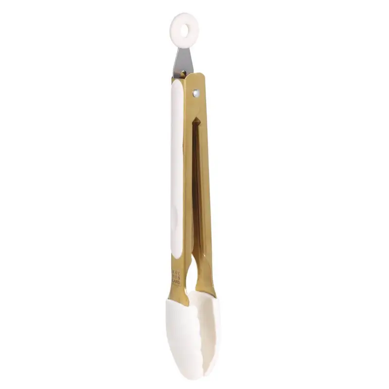 Kitchen tongs, 27 cm, steel / silicone, golden milky, Bello gold