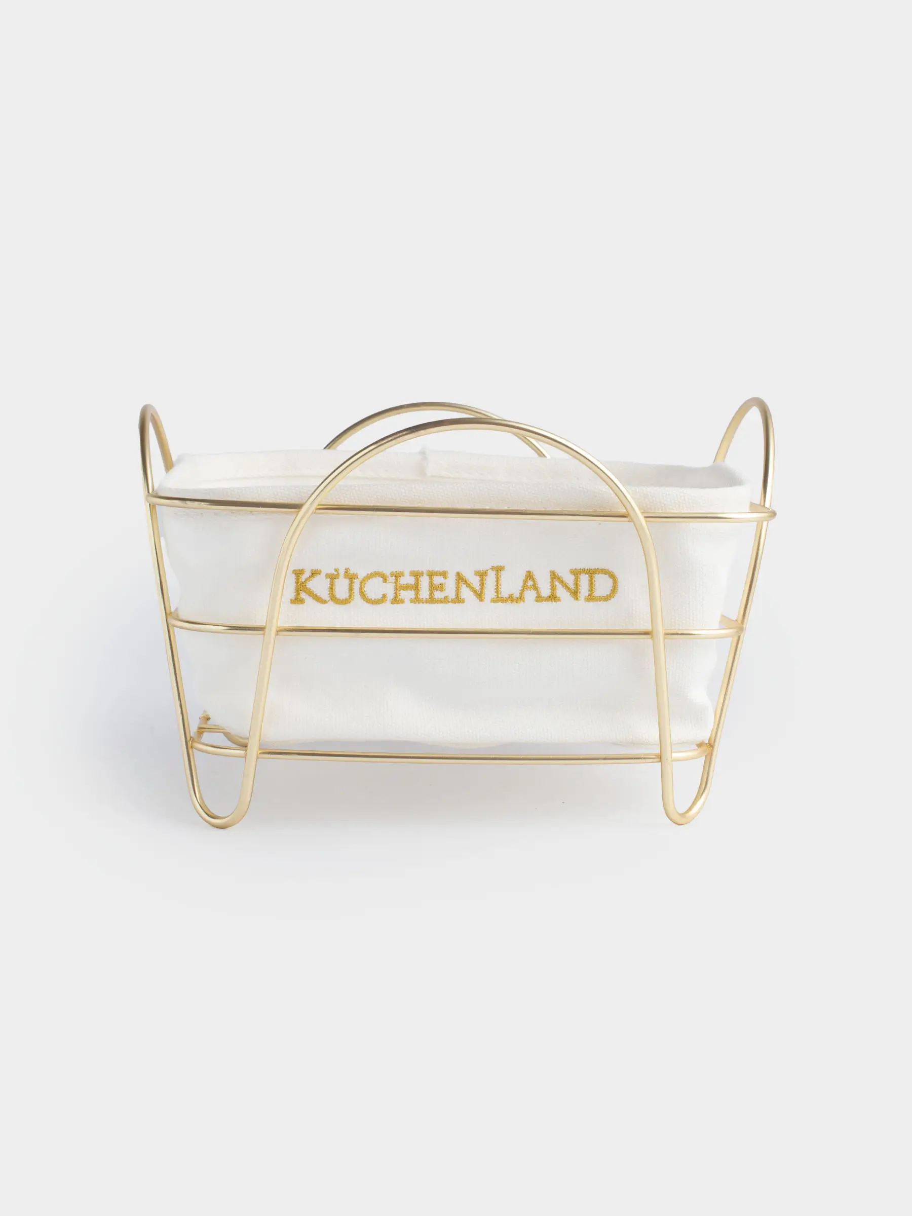 Bread basket, 21x21 cm, cotton / metal, square, ecru/gold, Twist gold