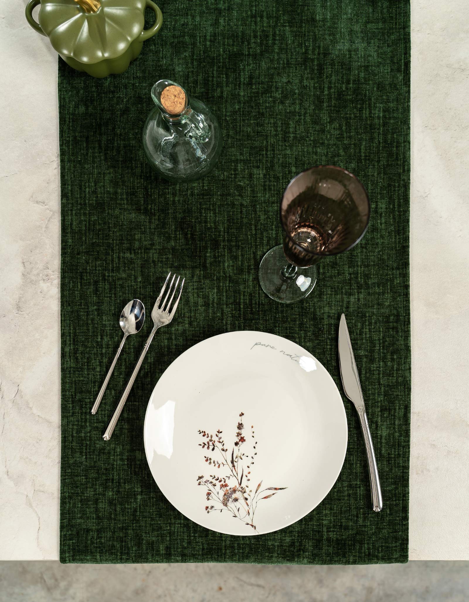 Table runner, 40x160 cm, velvet, green, Grand garden, image-5