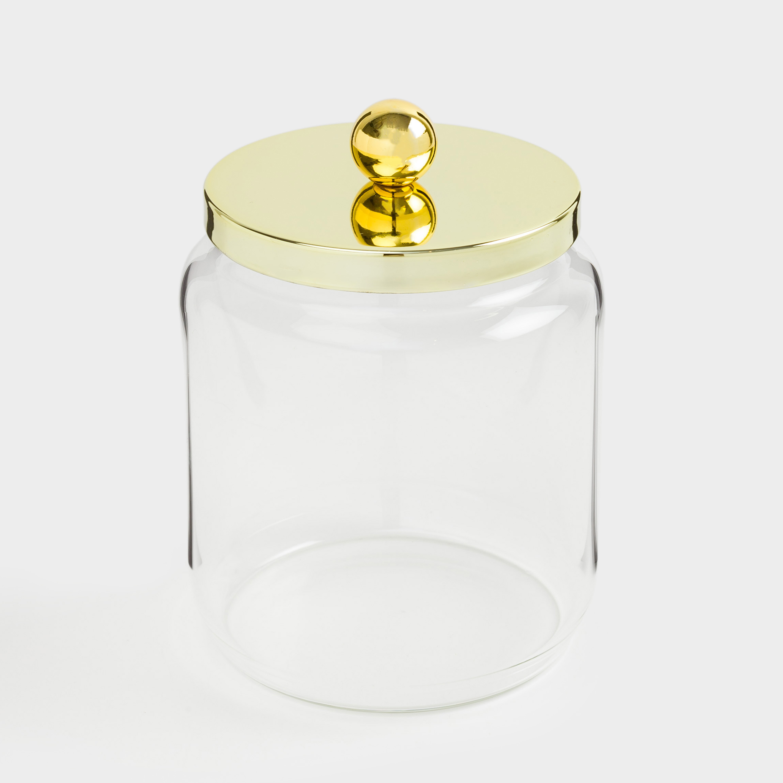 Storage container, 9x12 cm, 450 ml, glass / metal, gold, Classic gold