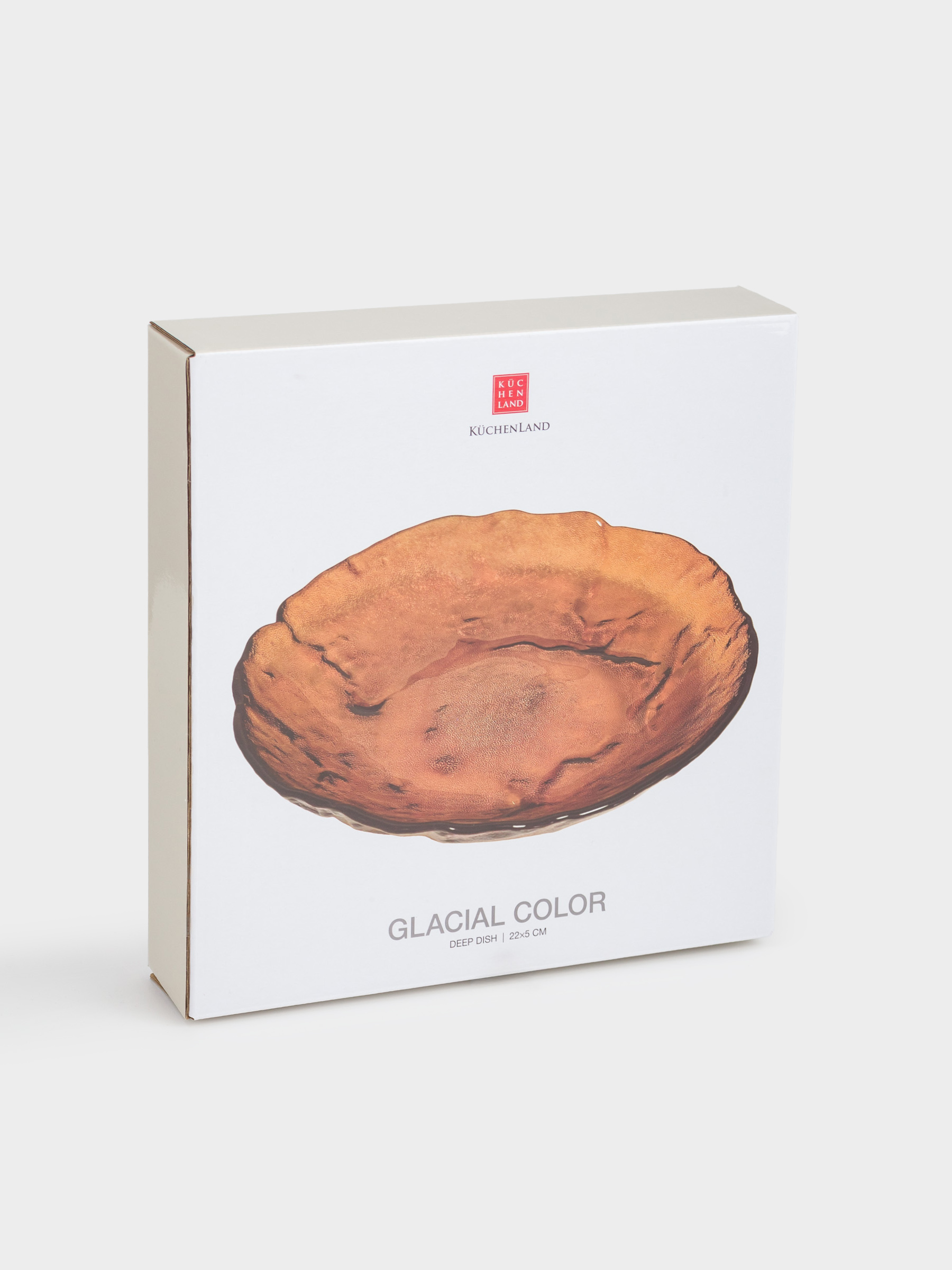 Deep dish, 22x5 cm, glass, amber, Glacial color, image-4