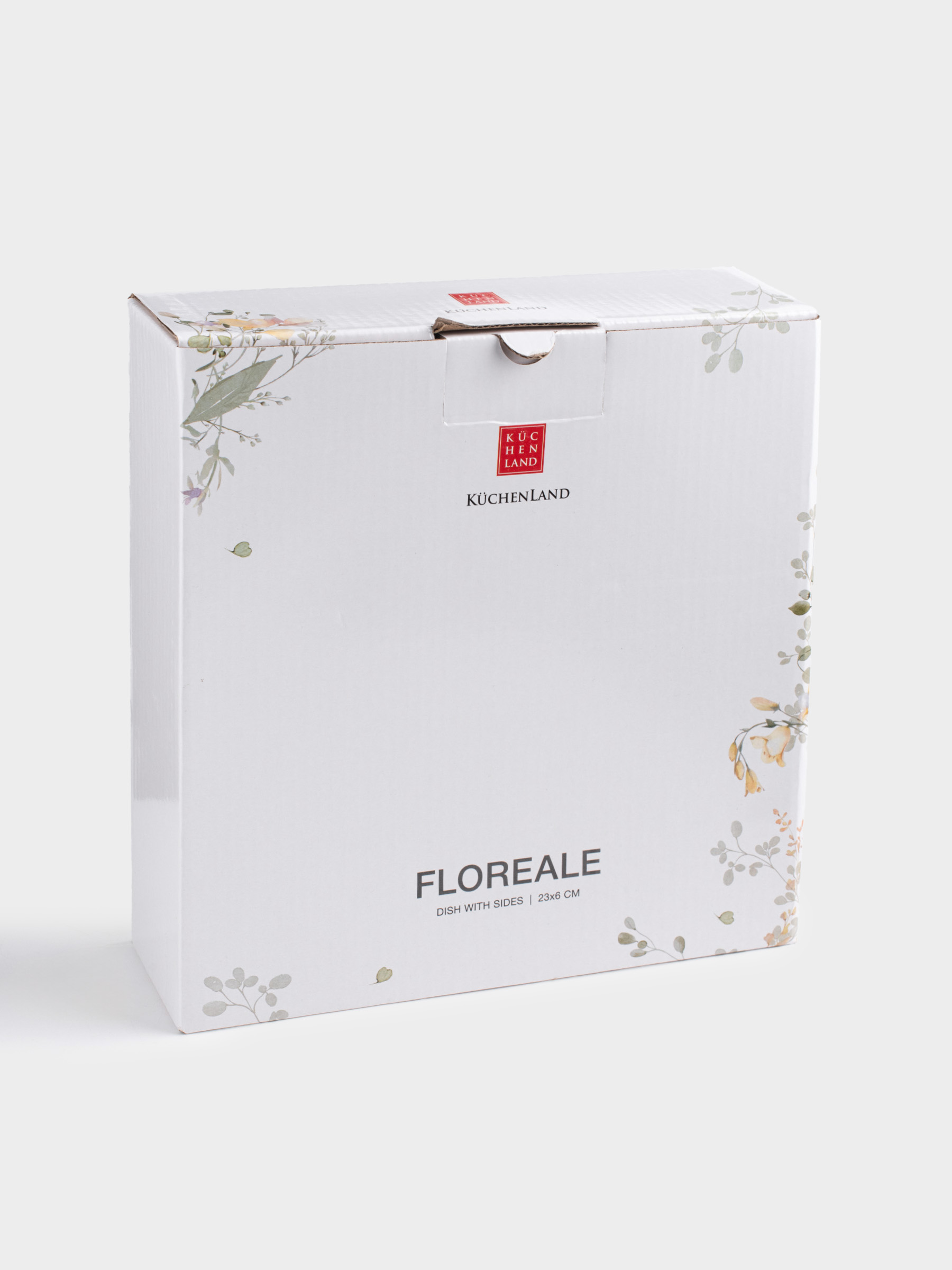 Dish, 23x6 cm, with sides, porcelain N, white, Flowers and leaves, Floreale, image-3