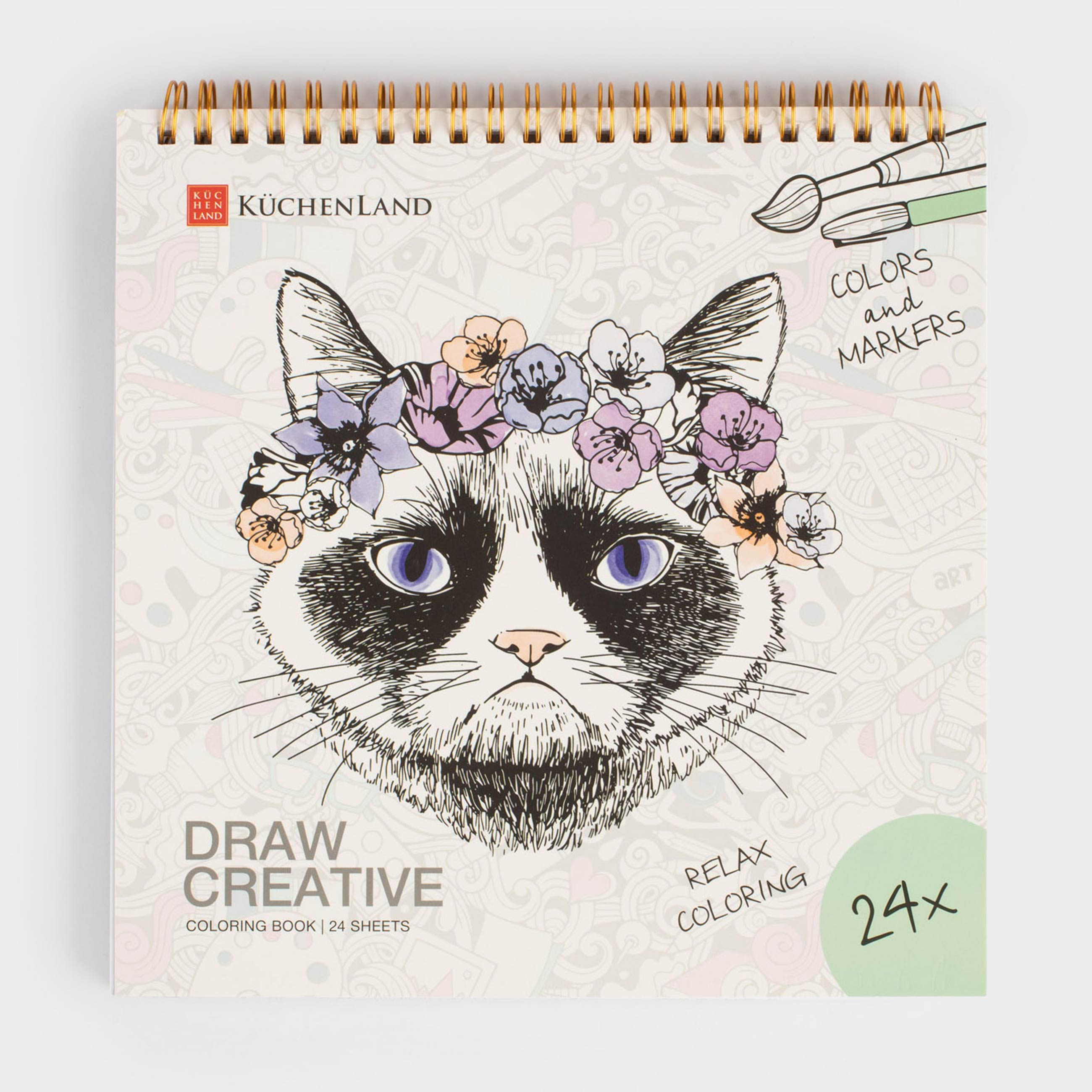 Coloring book, 21x21 cm, 24 sheets, on rings, Romance, Draw, image-0