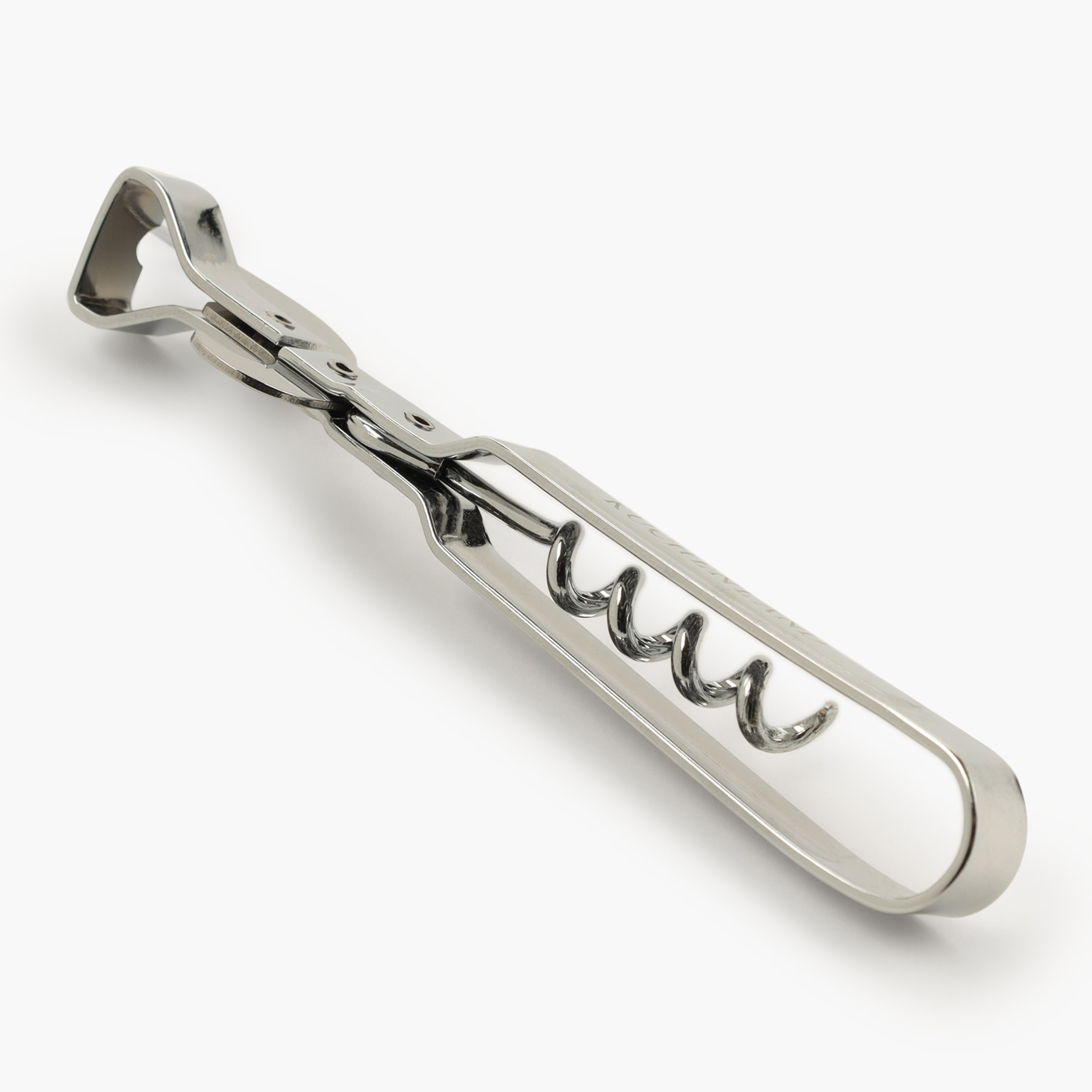 Bottle and can opener, 13 cm, with corkscrew, metal, Classic