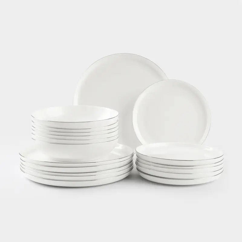 Dining set, 6 pers, 18 pr, porcelain F, white, Ideal silver ,image-0