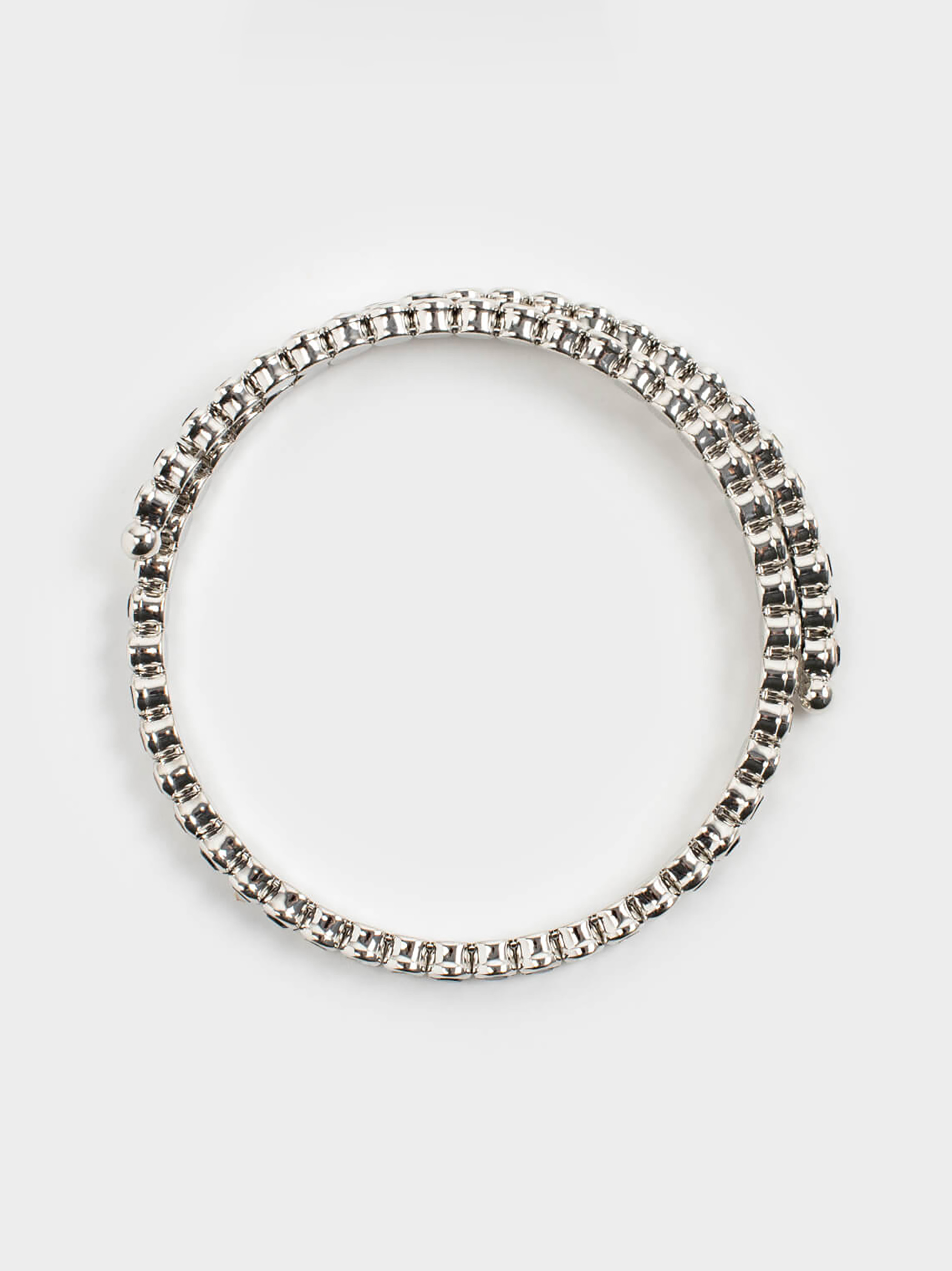 Spiral bracelet, 20 cm, metal / rhinestones, green-silver, Crystals, Jewelry