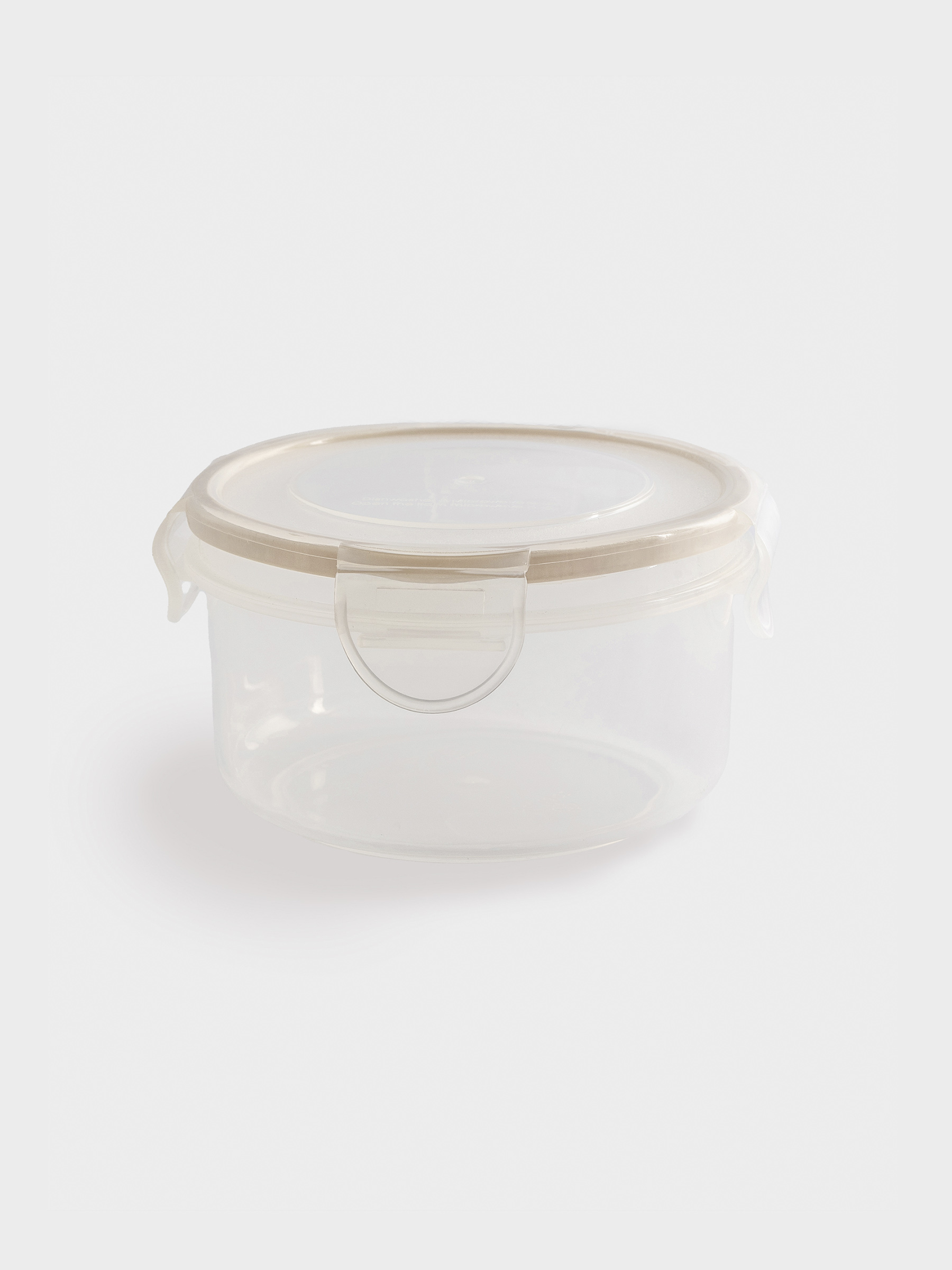 Container, 400 ml, with clips, plastic / silicone, round, beige, Roomy clip, image-0