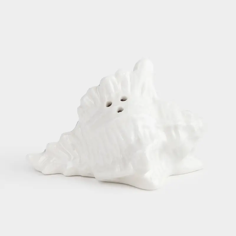 Salt or pepper container, 5 cm, porcelain P, white, Seashell, Seaside ,image-0