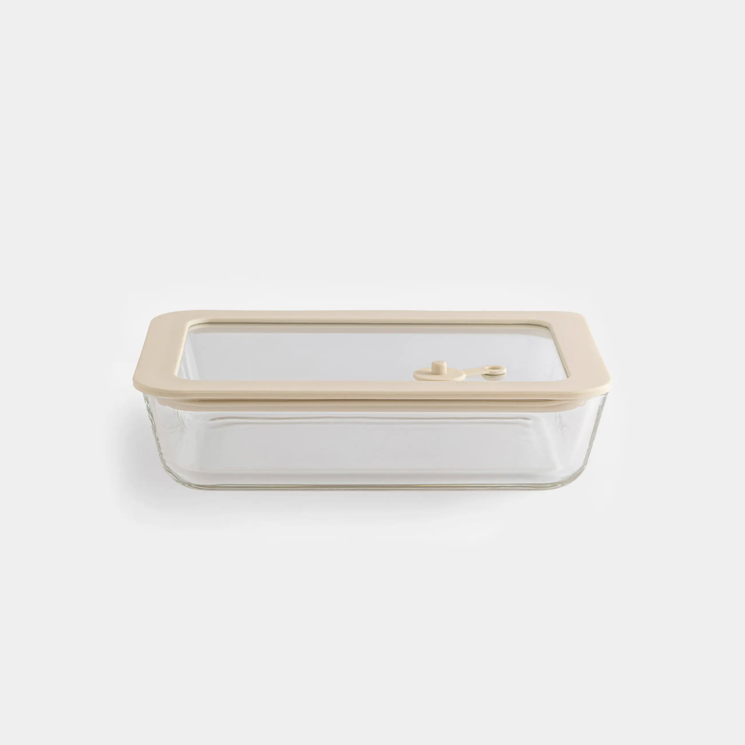 Container, 700 ml, with valve, glass T / silicone, rectangular, beige, Verre