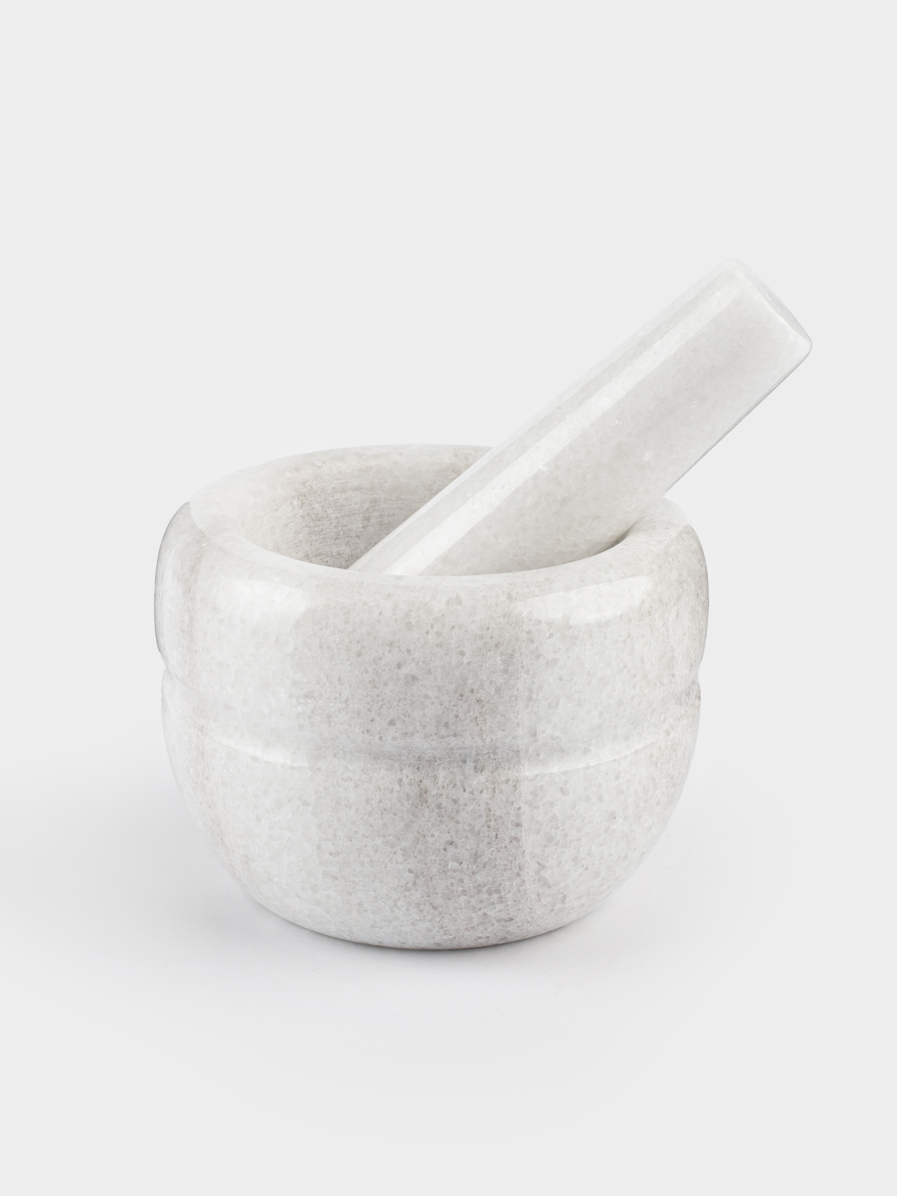 Spice mortar, 10 cm, with pestle, Marble, White, Stripe, Marble, image-4