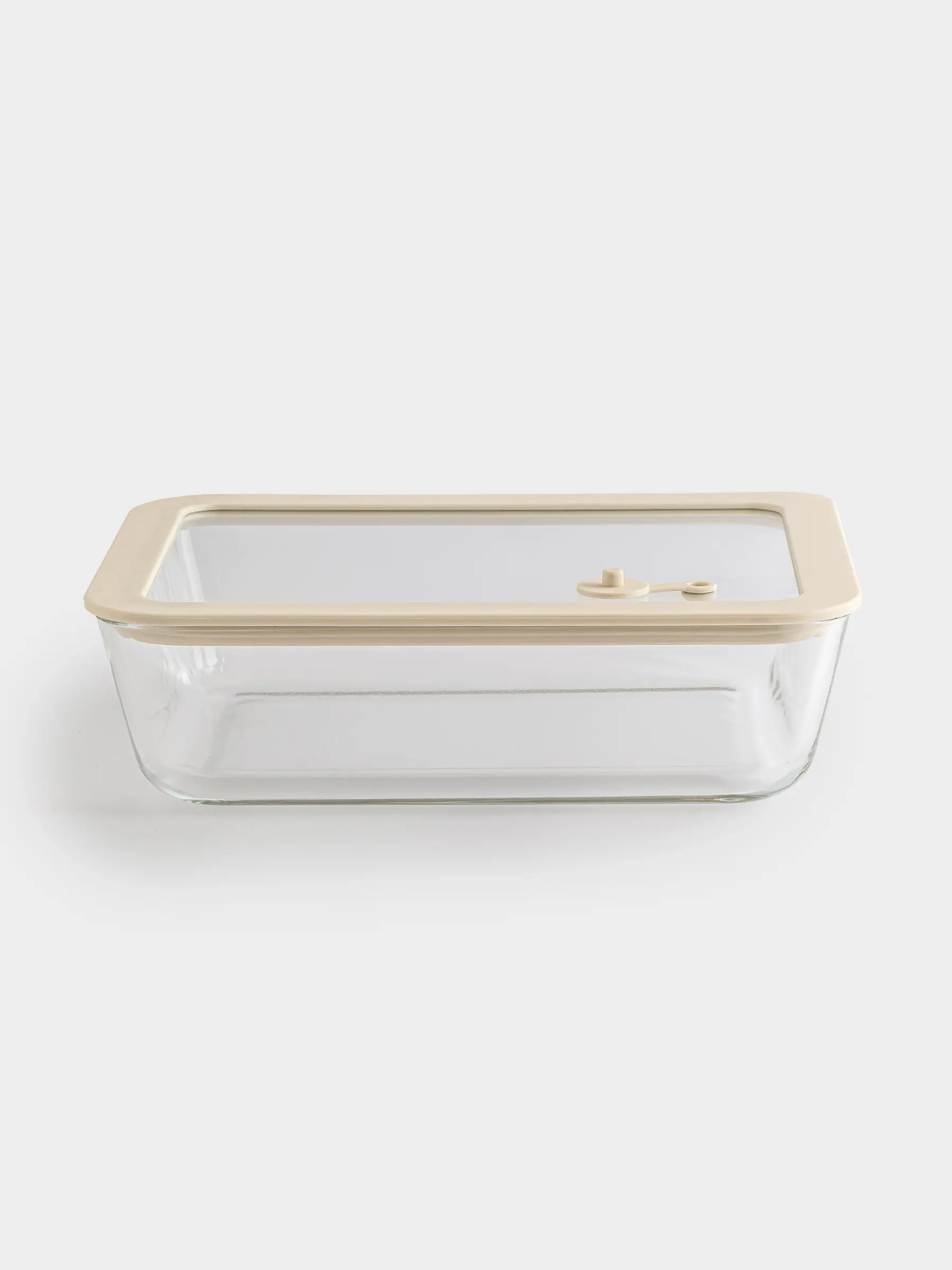 Container, 1,4 l, with valve, glass T / silicone, rectangular, beige, Verre
