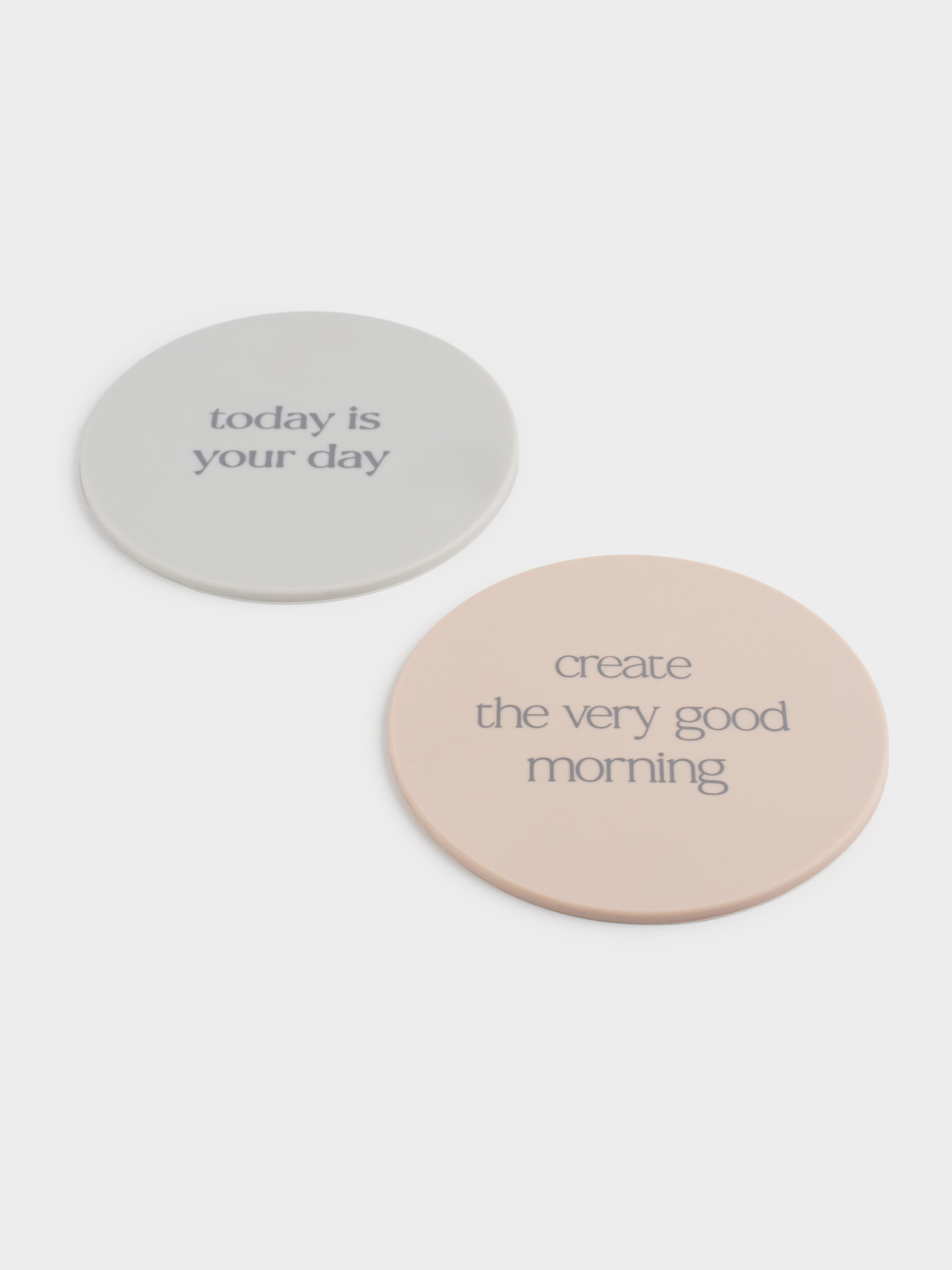 Coaster, 10 cm, 2 pcs, silicone, round, beige, DESIGN, Scroll, image-2