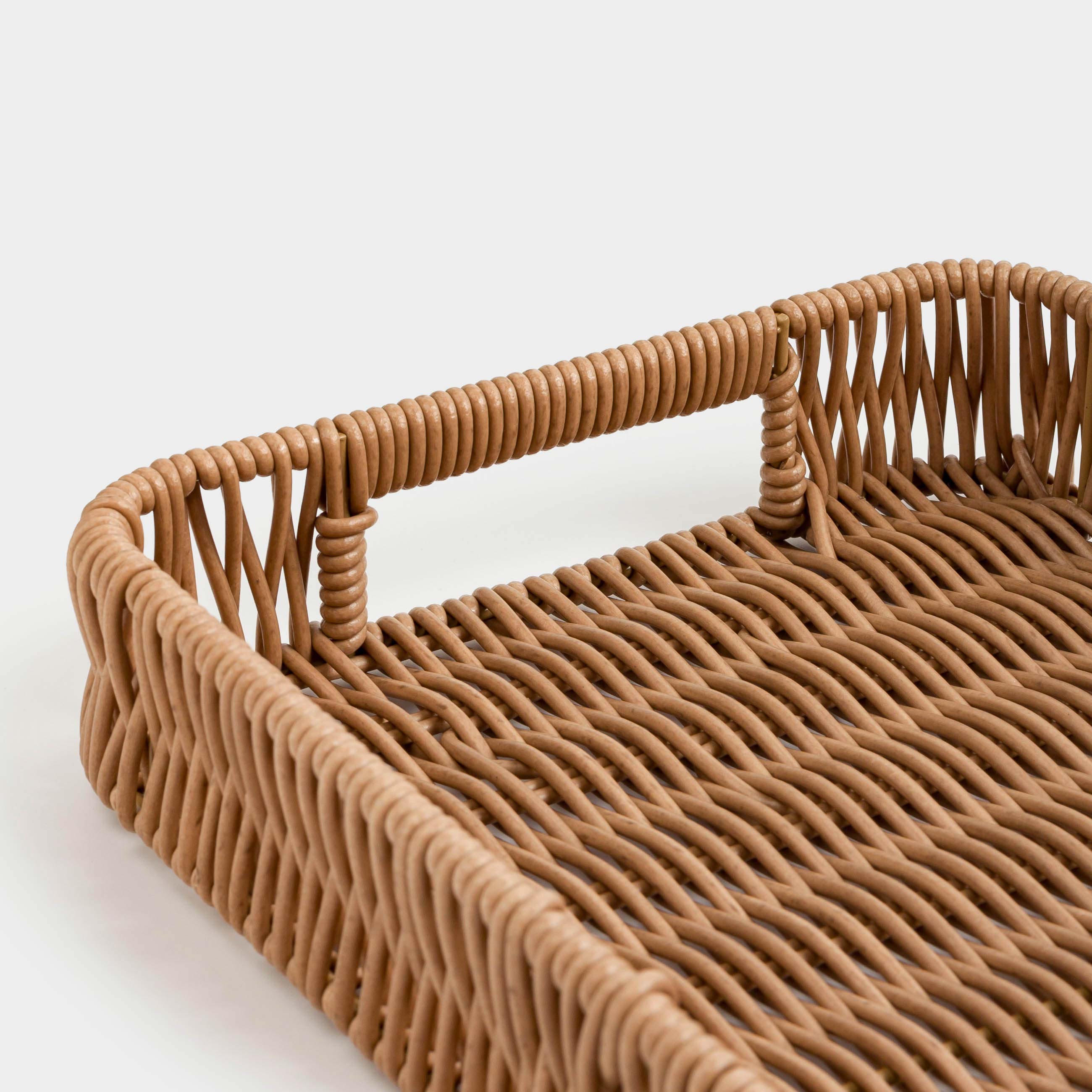 Tray, 30x20 cm, braided, rattan, rectangular, beige, Twig, image-6